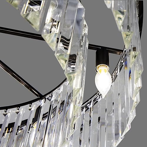 Miniatura 9 de Yosemite Home Decor Polaris - Candelabro de cristal prisma de 8 luces en acabado negro satinado galvanizado, 31 x 31 x 21.1 pulgadas