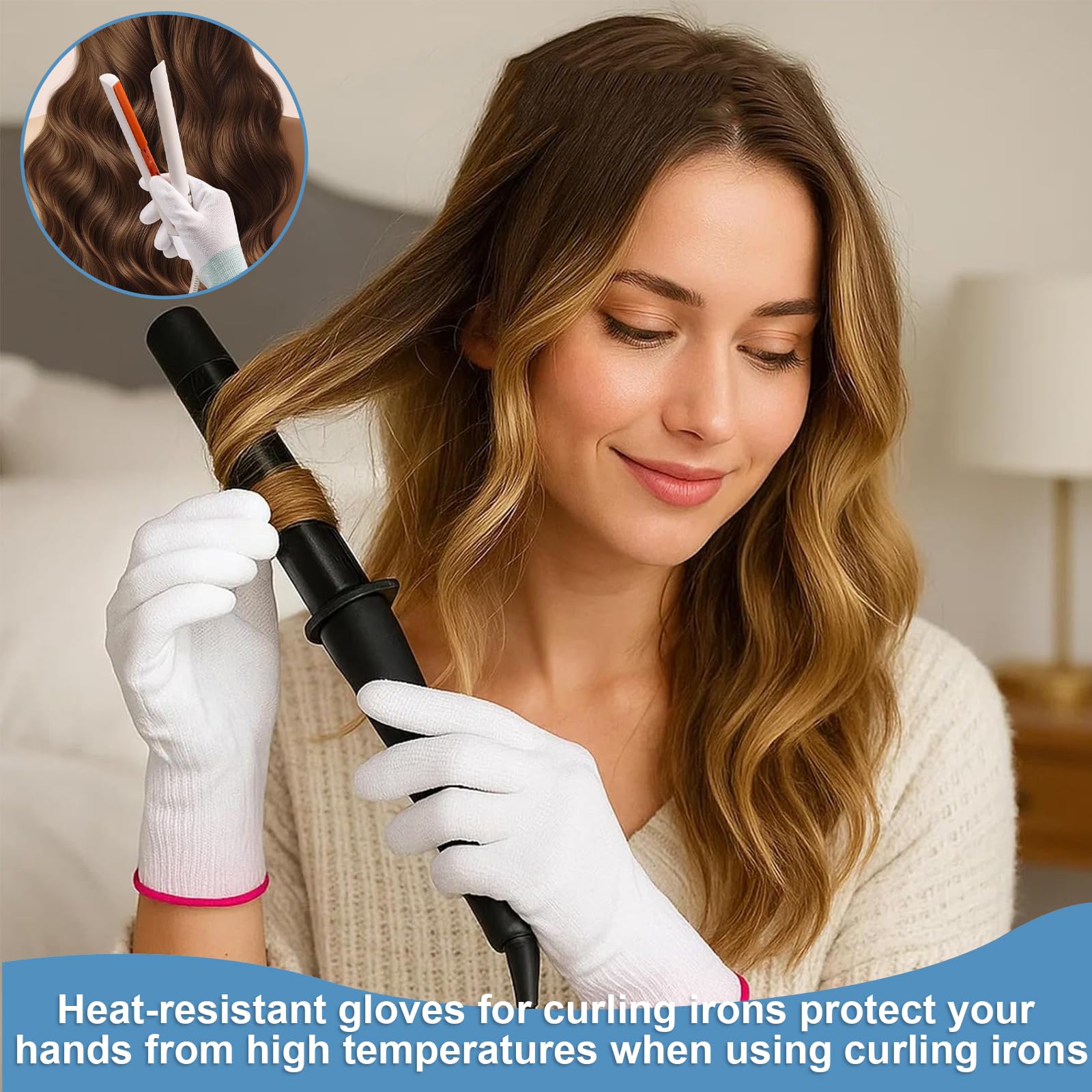 Gants Anti-Chaleur Résistants pour Coiffure – Protection Thermique pour Bigoudis, Fer à Lisser et Curling – Lot de 2 Gants (Rose et Vert) – Sécurisés et Confortables