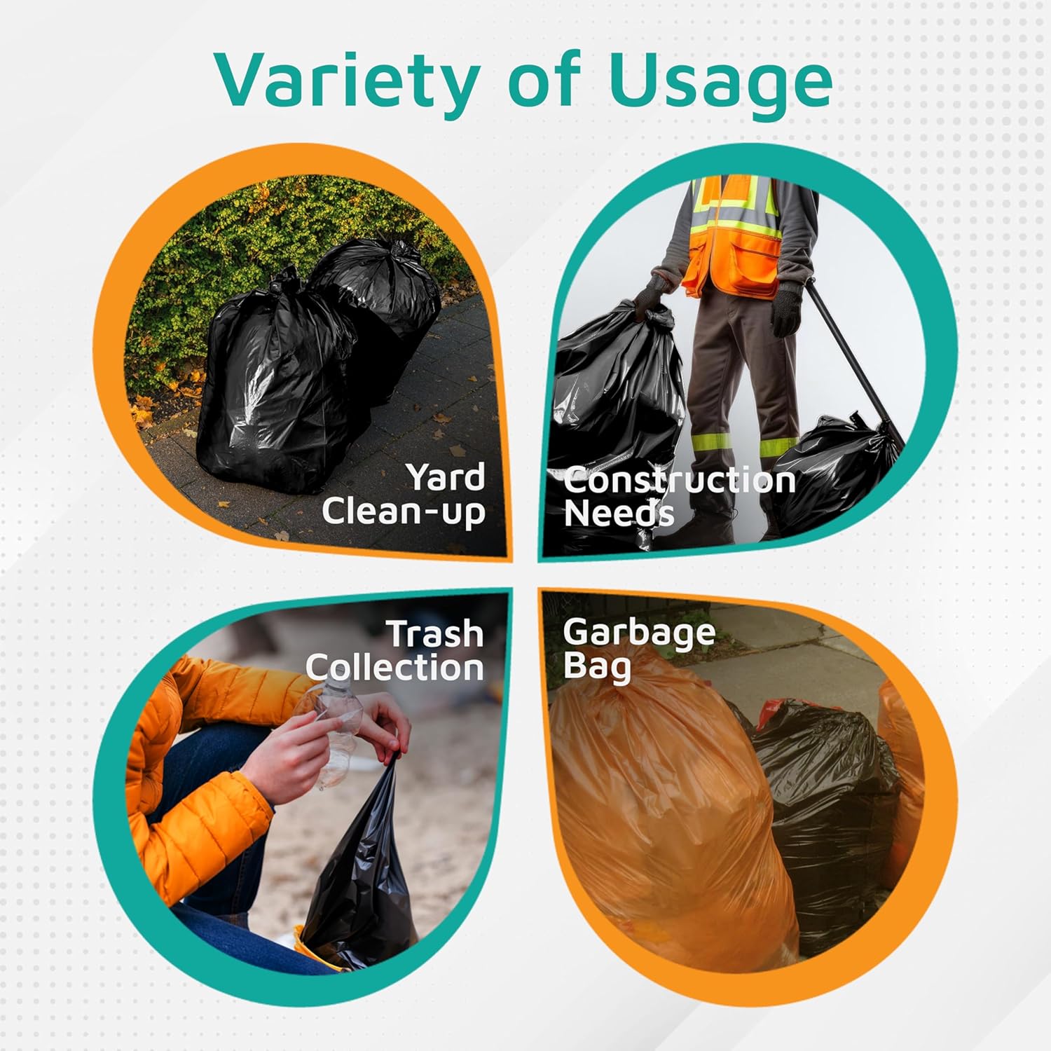 PlasticMill Contractor Bags Heavy Duty - Commercial, Industrial Garbage Bags - Black Construction Trash Bags - Outdoor, Garden Trash Bags, 95-Gallon, 3 Mil, 61"x68" (10-Count)