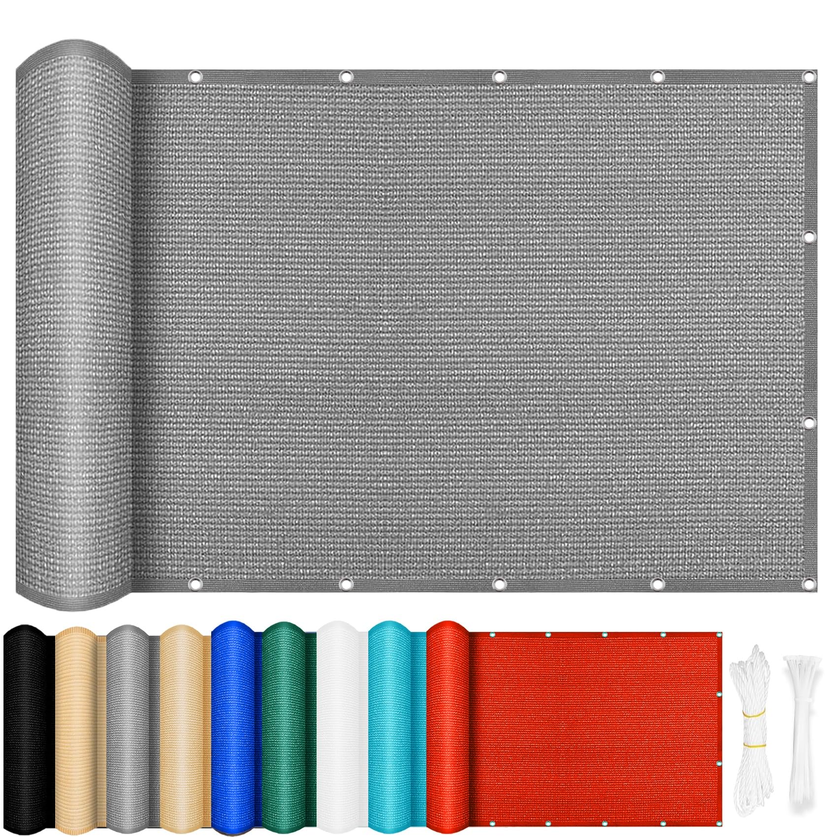 Voile ombrage rectangulaire en maille HDPE de qualité supérieure gris