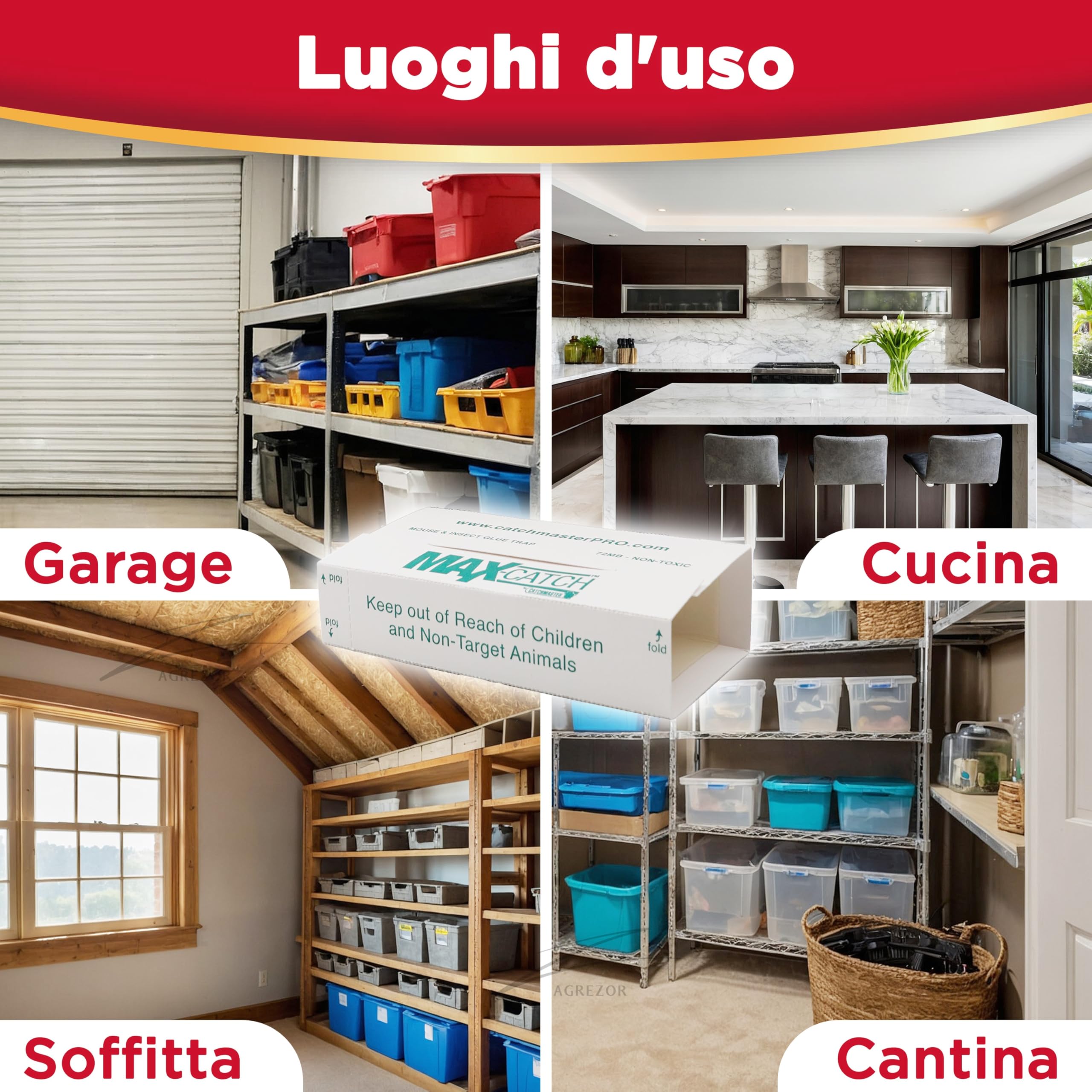 Catchmaster 72MAX Trappola per Roditori Grandi | 72 Piaste Adesive con Esca Integrata | Efficace Soluzione per Uso Interno | Colla Potente di Alta Qualità per Topi e Ratti