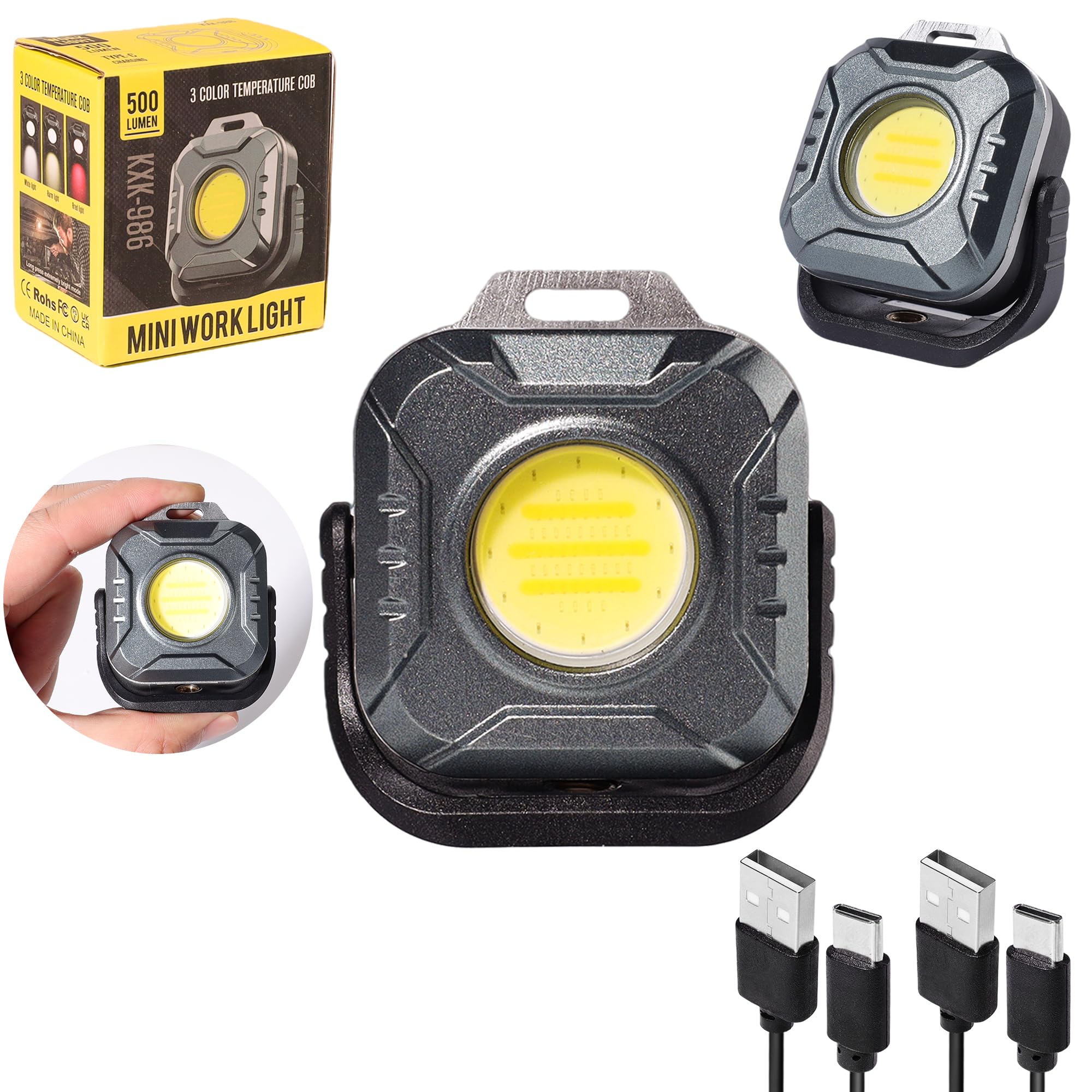 KunHe 2 Pack Christmas Stocking Stuffers White Elephant Gifts for Men Adults Him DadMini 500 Lumens 1200 MAh Magnetic Led Work Light Rechargeable for