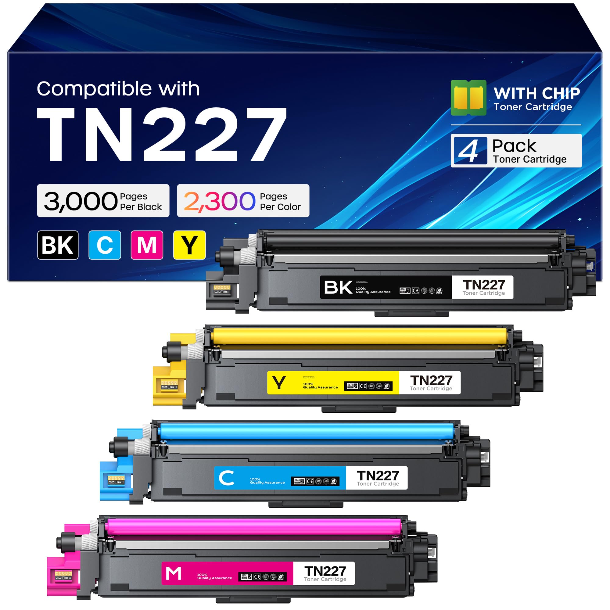 Photo 1 of TN227 Toner Cartridge High Yield 4 Pack Compatible for Brother TN 227