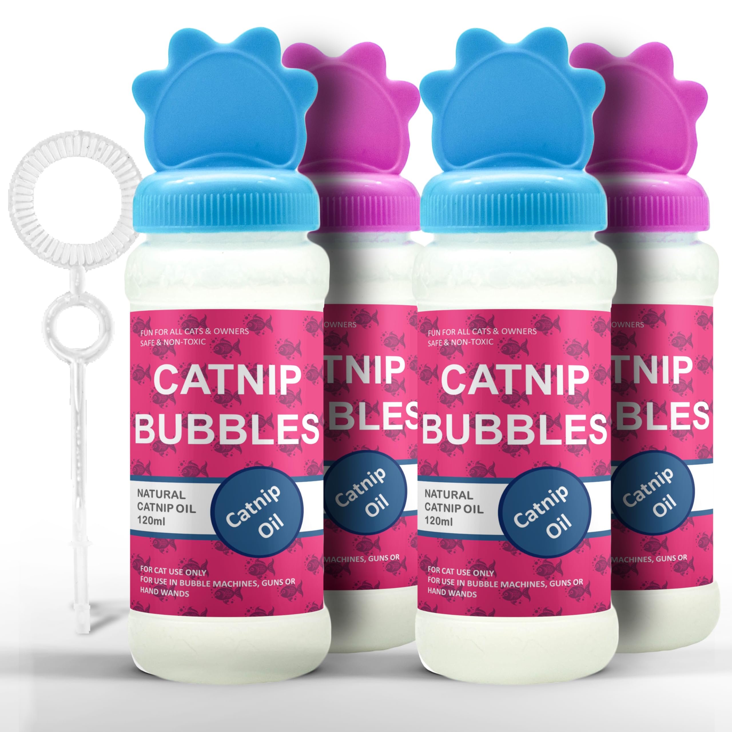 Petopedia 4x Catnip Bubbles for Cats & Kittens - NATURAL CATNIP OIL, Safe Interactive Cat Toys – Liquid, Refill, Fetch Play, Reduces Boredom (480ml, Pack of 4)