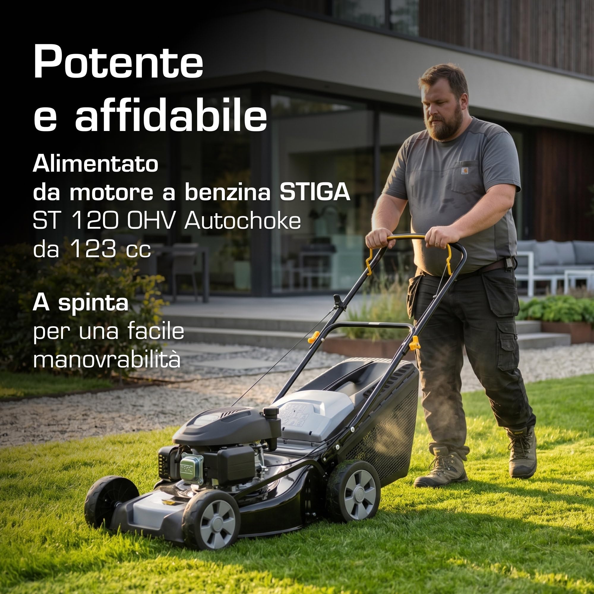 Alpina AL4 46 A Tagliaerba a Spinta, 125 cc, 46 cm – Sacco 60 L, Regolaz. Centralizzata 6 Posizioni – Prati fino a 1.200 m²