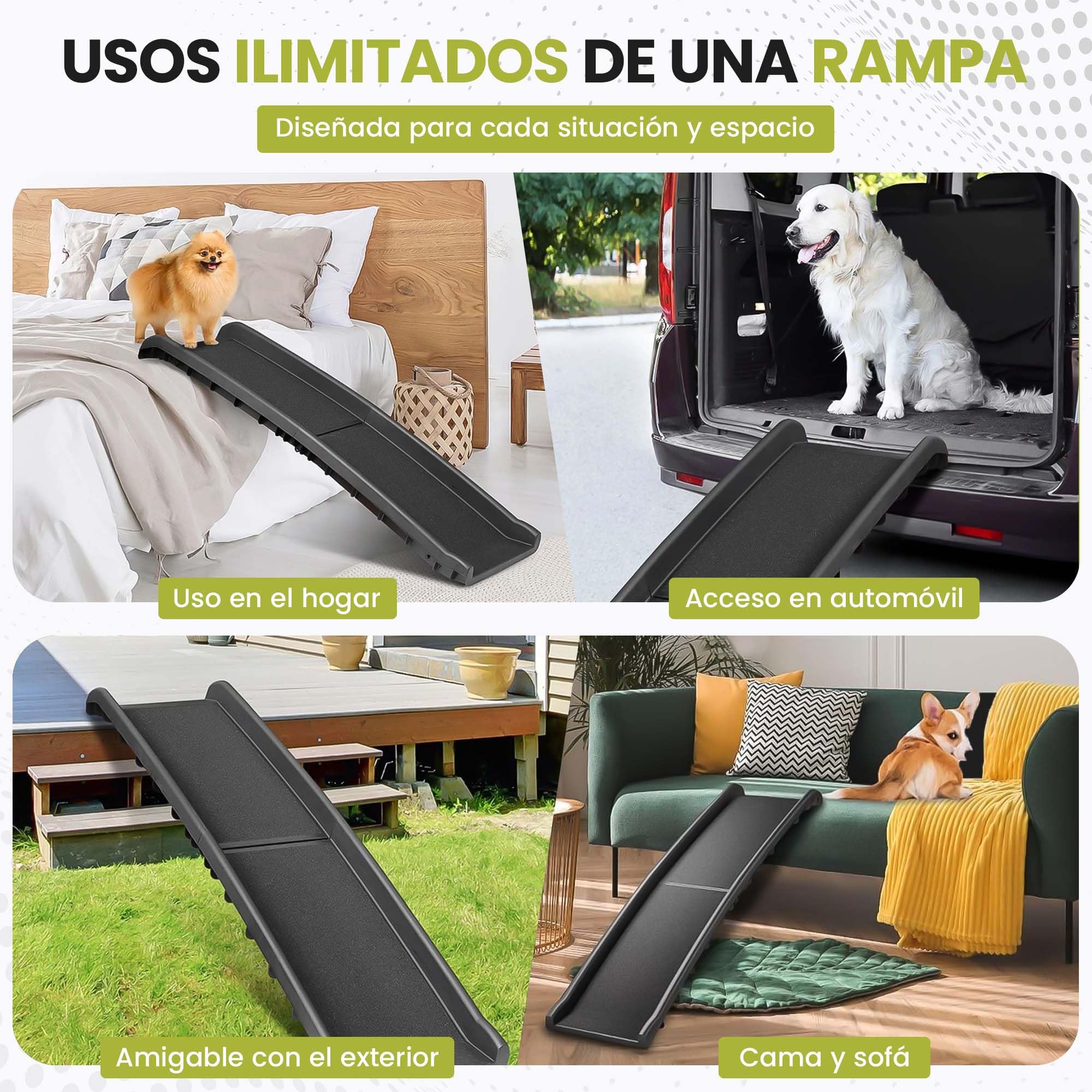 all Pets United® Rampa Plegable para Perros y Gatos Peldaño de Entrada para el Maletero del Coche Escaleras para Mascotas para Animales Grandes y pequeños (Rampa)