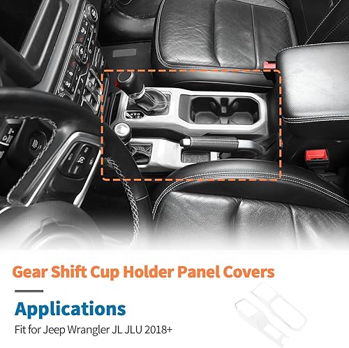 Vista 46 de JeCar Cubierta de panel para palanca de cambios de palanca de cambios de consola central para Jeep Wrangler JL JLU Gladiator JT 2018-2025+ Textura