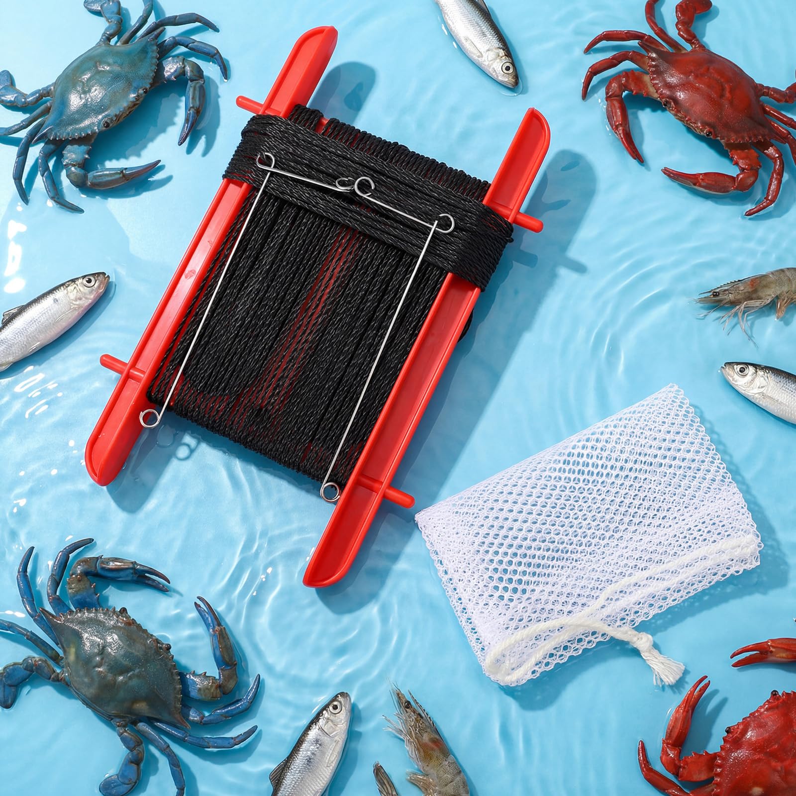 GliCraft Crabbing Kit with 34 Inch Extendable Fishing Net Safe Crab Lines No-Hook Design with Bait Bags for Beach, Rock Pool, Pier : Sports & Outdoors