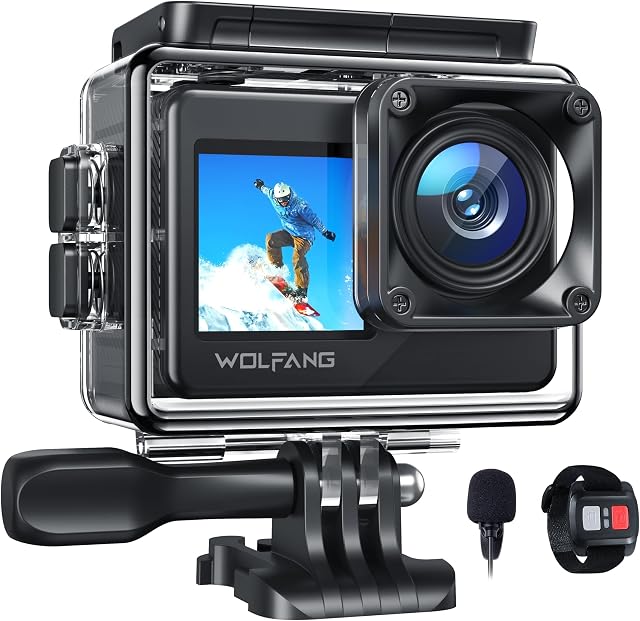 WOLFANG GA120 Cámara Deportiva 4K 30FPS doble pantalla