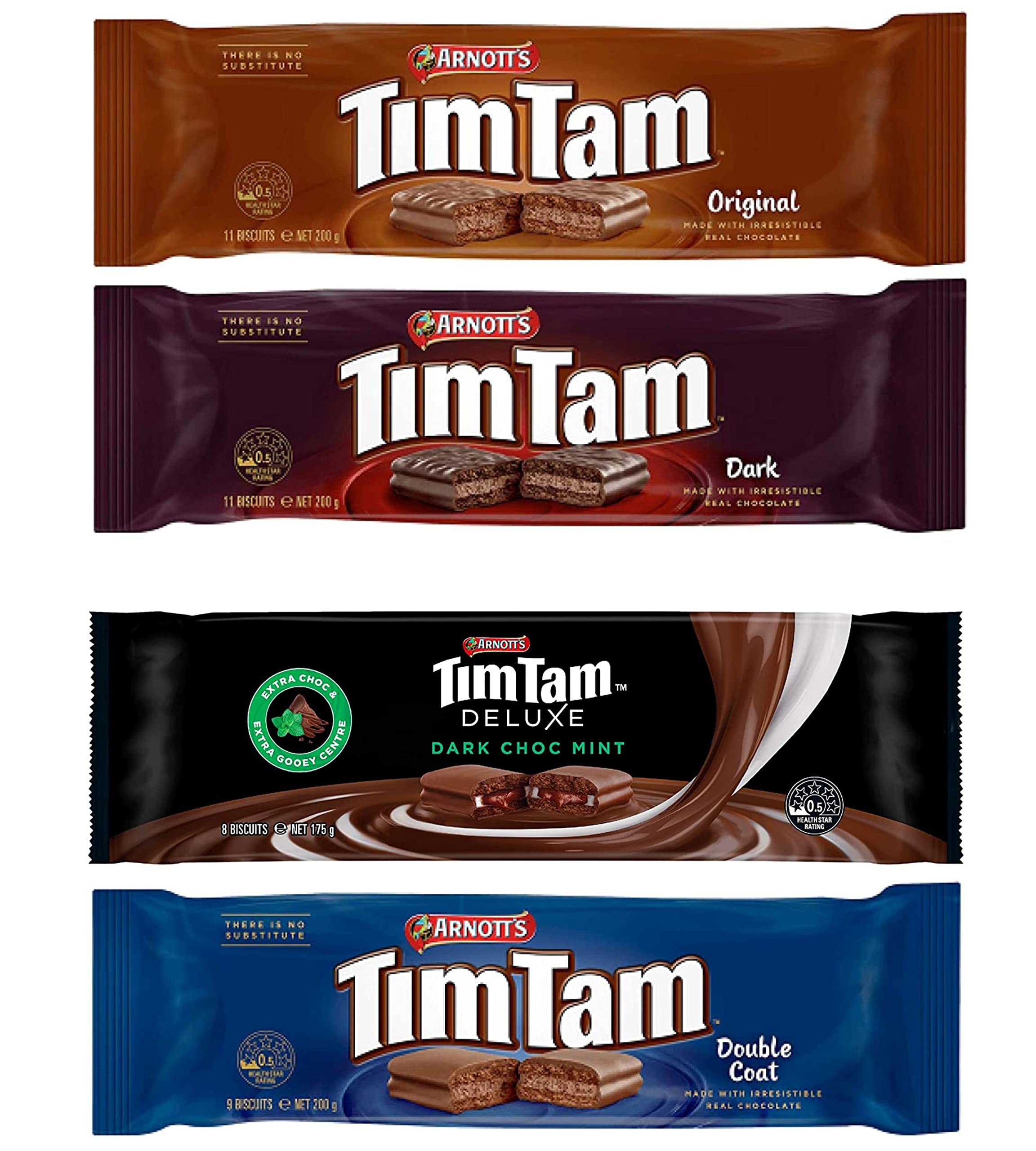 Tim Tam - CLASSIC COLLECTION - (Original, Dark Chocolate, Choc Mint, Double Coat) | 4 pack | Made in and Imported from Australia in Eco Friendly
