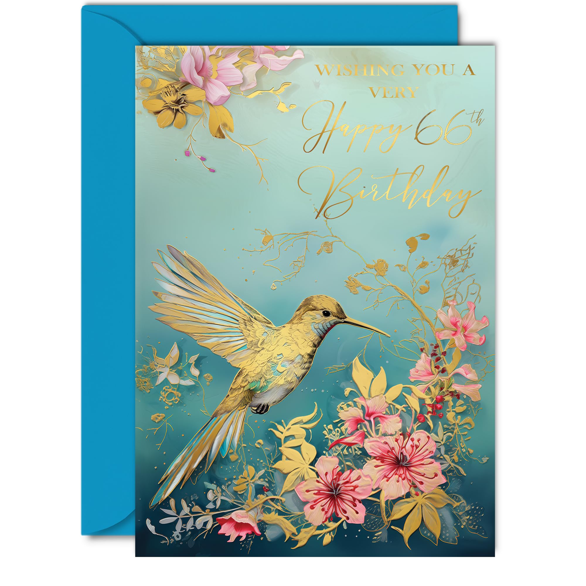 Beautiful Gold 66th Birthday Cards for Women and Men