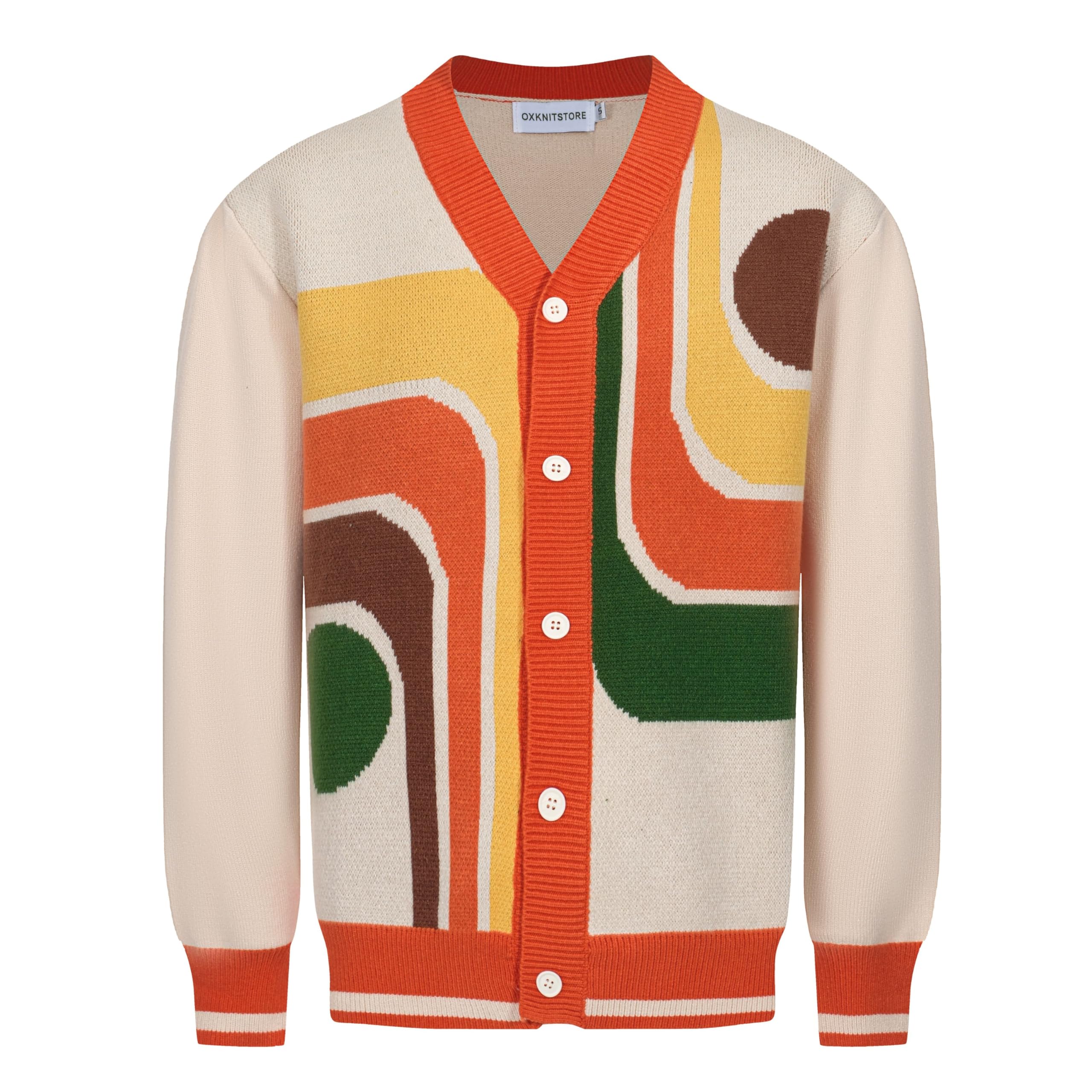 OXKNIT Men's Cardigan Pullover with V-Neck and Buttons