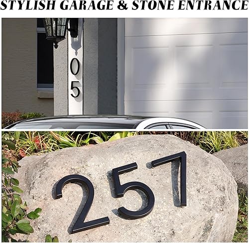Miniatura 6 de YIPLED - Número de casa flotante 0, números de casa modernos de 6 pulgadas para el hogar, buzón, calle (negro)