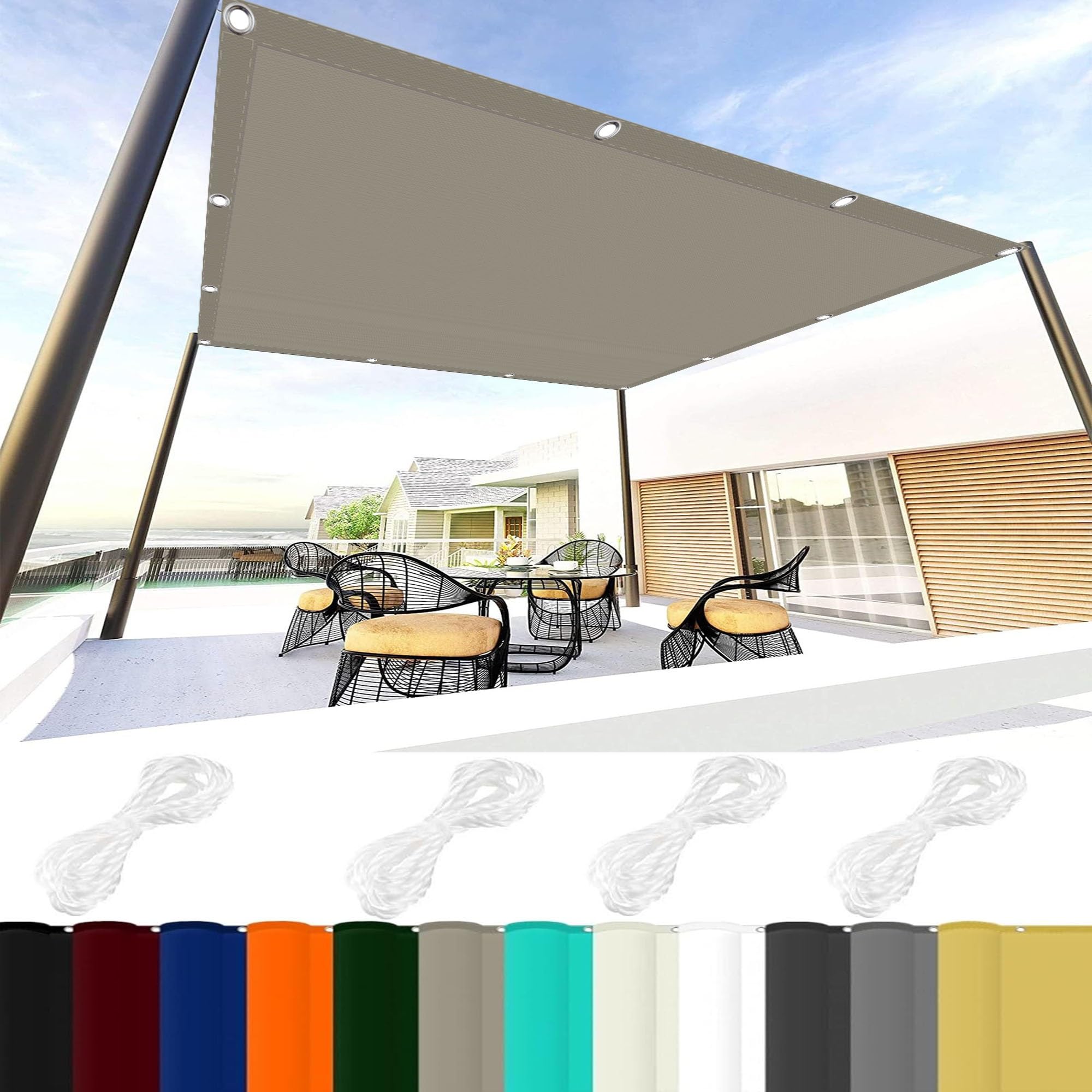 Tenda a Vela Parasole Quadrato 1.8 x 2.5 m 98% Protezione UV Tenda Sole Esterno Poliestere per Giardino, Balcone, Piscina, Cachi