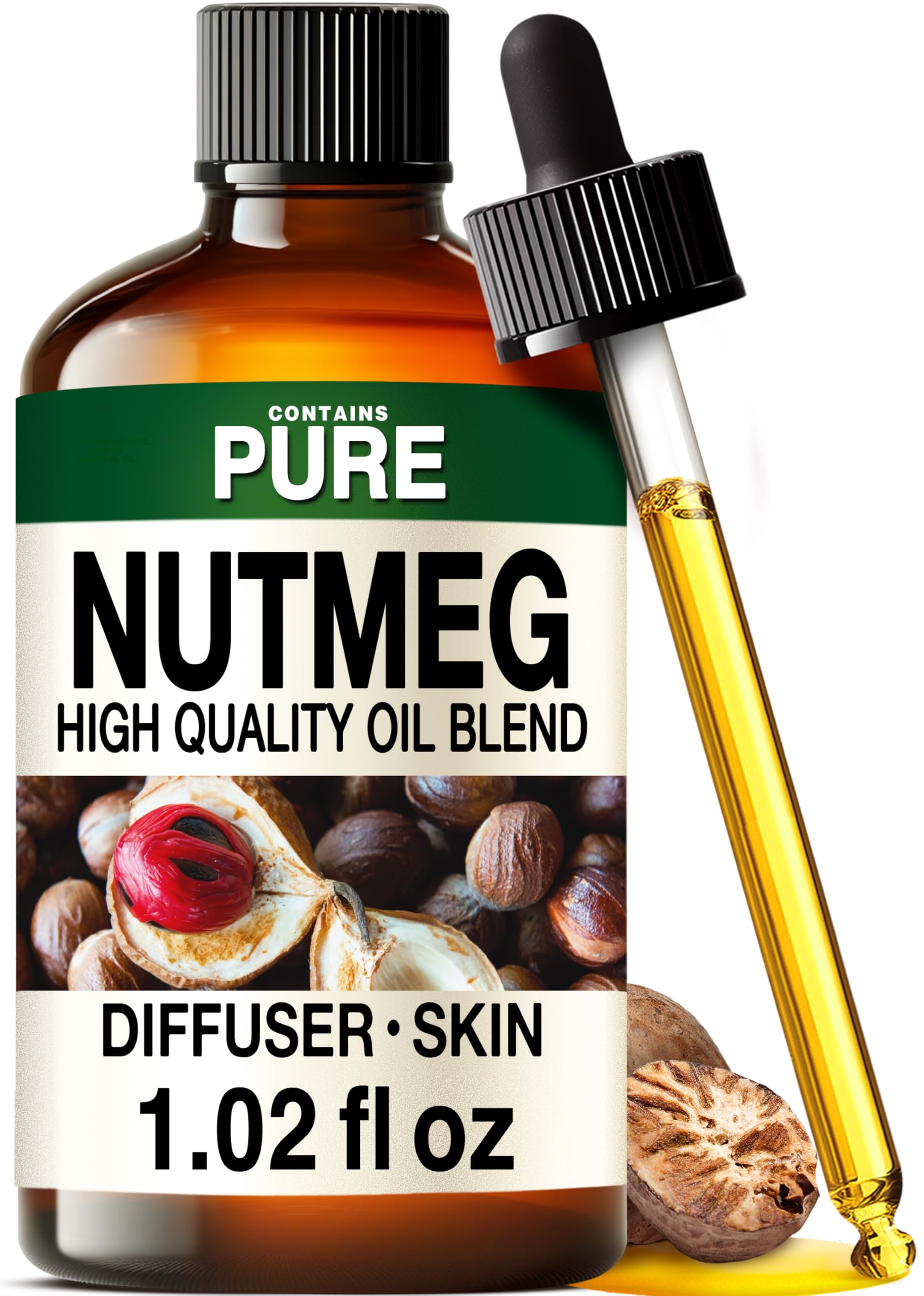 KUKKA Nutmeg Essential Oil 1 Fl Oz | Pure Aromatherapy & Soap Making Scent - main product image