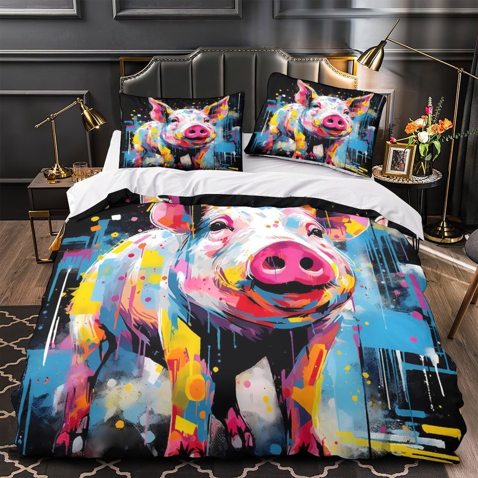 Parure housse de couette cochon 3D 200x200 cm, le cadeau d'anniversaire parfait pour enfant