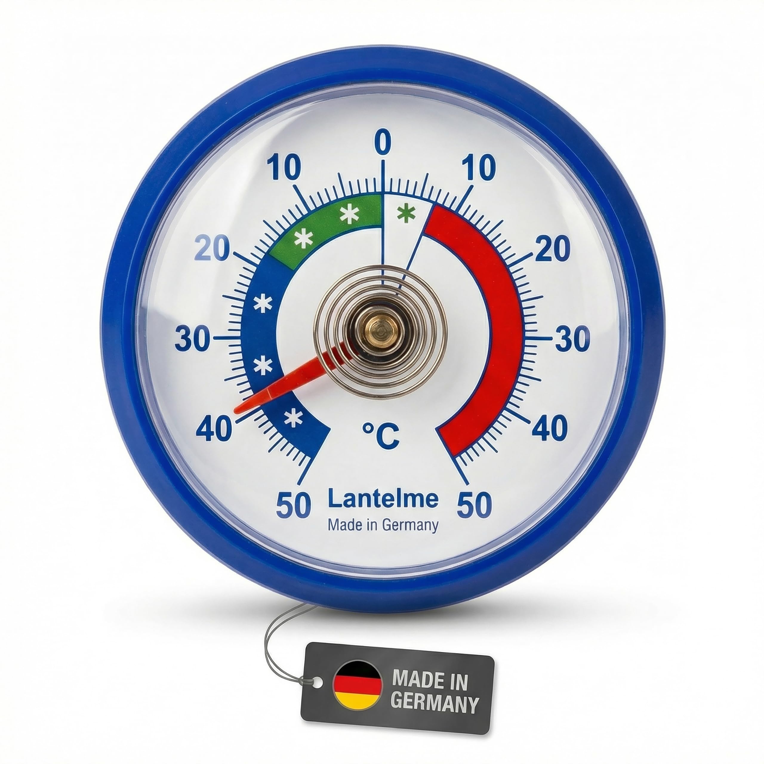 Lantelme Kühlschrankthermometer Selbstklebend Temperatur + - 50°C Analog | Thermometer Blau für Gefrierschrank Eisfach Kühltheke Kühlzelle Kühlfach Kühlschrank | Bimetall Analog (Blau)
