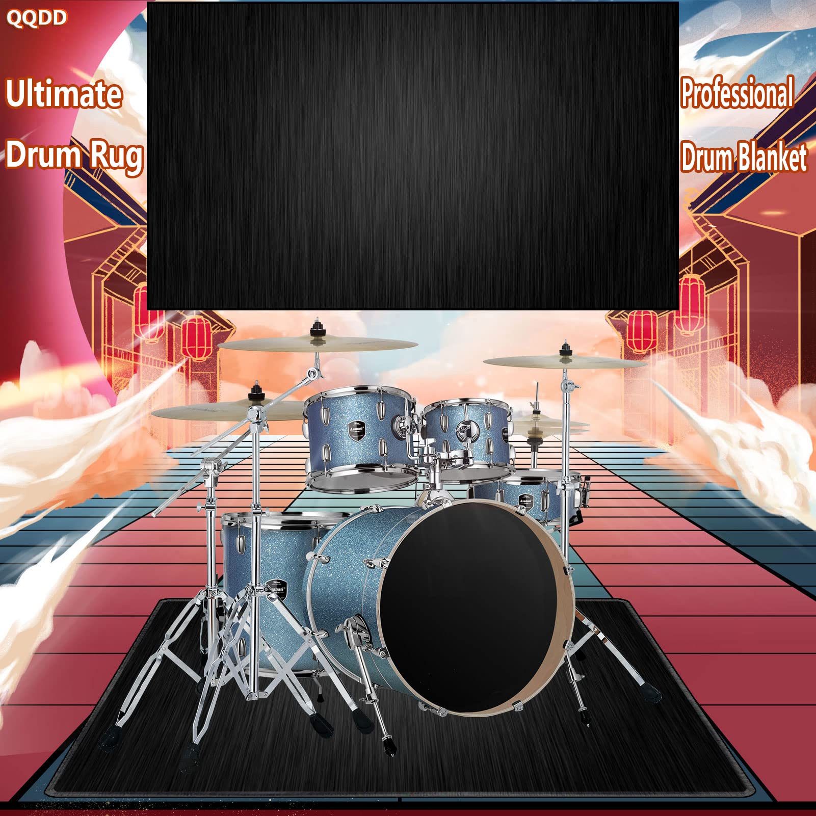 Tappeto per Batteria Tappetino per Batteria Tappetino Insonorizzato Tappeto Drum Carpet per Batterie Acustica elettroniche Rullante Snare Drum Grancassa Tappeto Antiscivolo (140CM × 120CM)