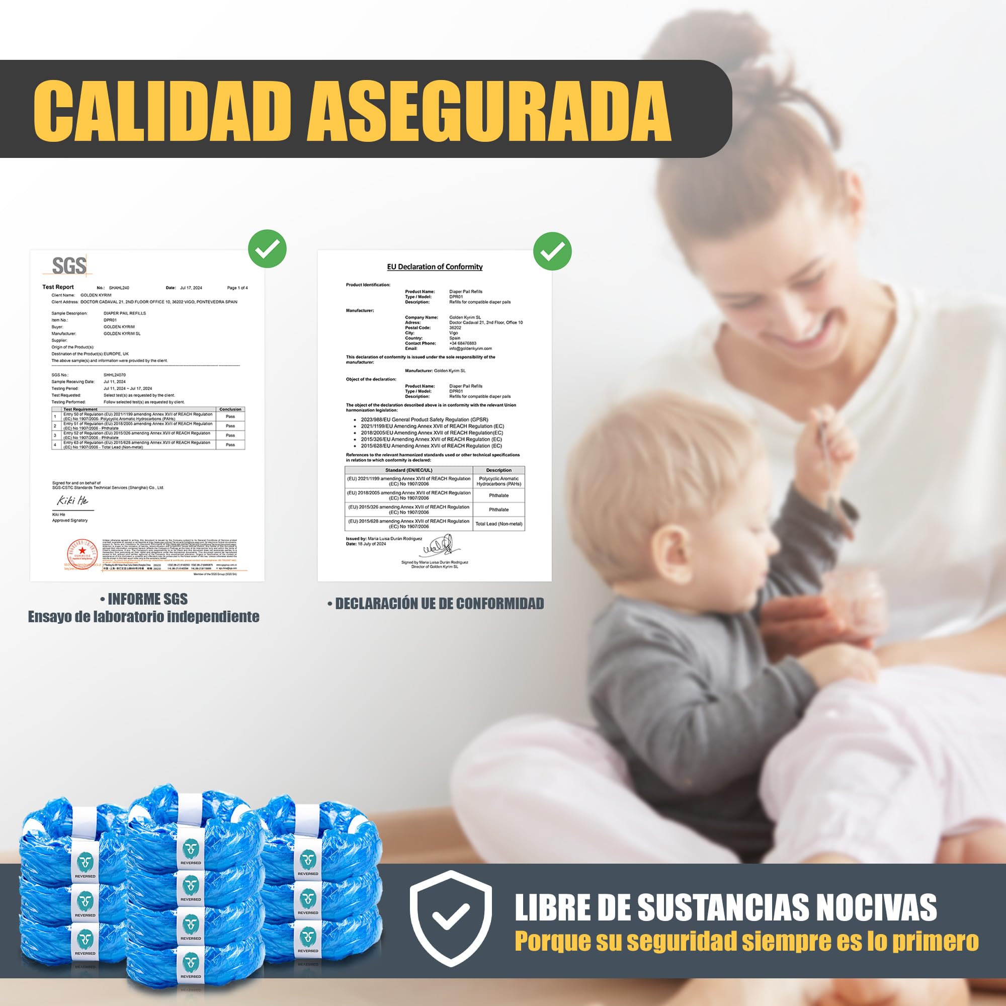 REVERSED® 10 Recambios para Papelera de Pañales, Tommee Tipee Recambios - EVOH 7 Capas HDPE - Perfume de Limón - Compatible Tommee Tippee Sangenic, Twist & Click y Angelcare