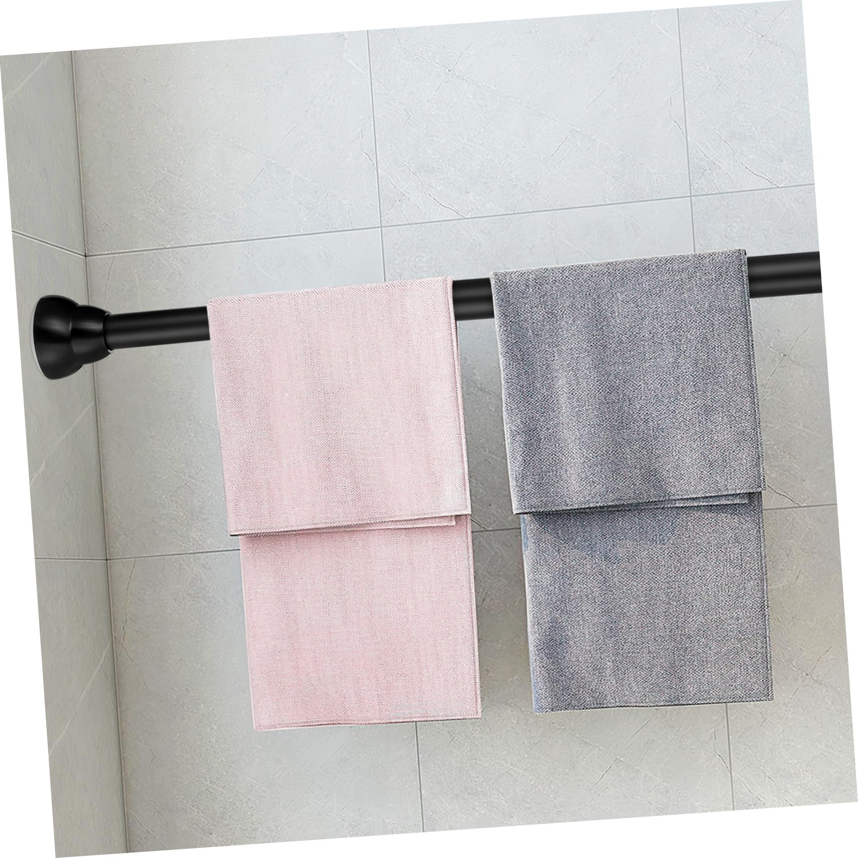 COLLBATH Barra Extensible Negra para Cortina y Ropa, de Acero Inoxidable Superficie Lisa y Rango Telescópico de 30-45 Cm para Armarios y Ventanas