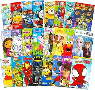 24 Pack Small Coloring Books for Kids Ages 4-8, 2-4 - Bulk Coloring Bundle Classroom Rewards, Prizes, PreK Kindergarten Party Favors with Disney, Nick, More | Mini Activity Books for Kids, Boys, Girls