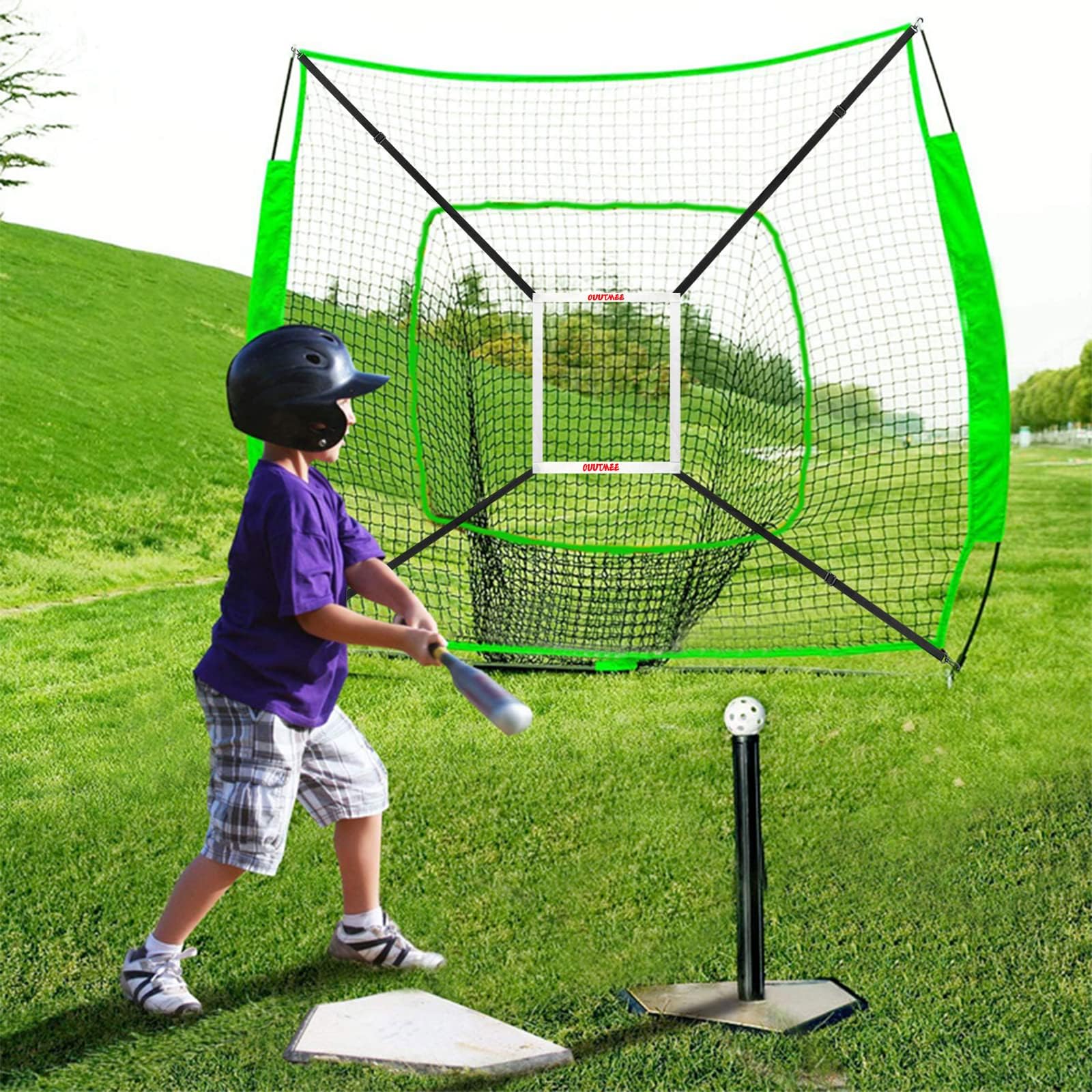 OUUTMEE Adjustable Strike Zone Target for Baseball Softball Net, Throwing Pitching Hitting Batting Catching Practice Target for 7x7 Baseball Softball Hitting Net (Attachment Strap Only)