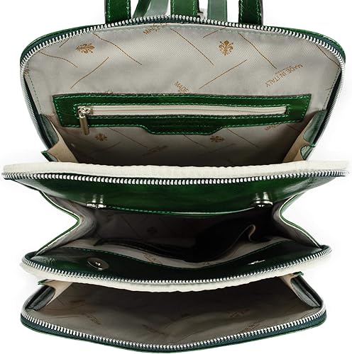 Miniatura 5 de Time Resistance Mochila de cuero convertible a bolsa de hombro, hecha a mano para portátiles de hasta 12 pulgadas, Verde, Moda lenta