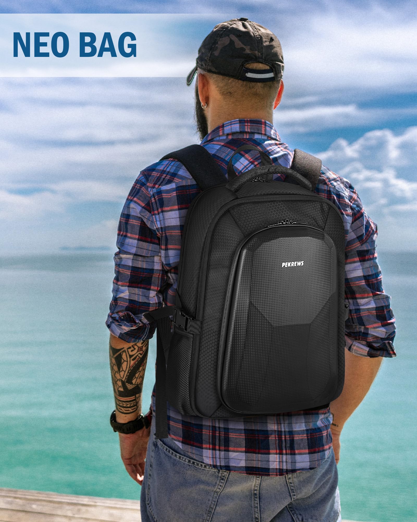 PEKREWS Zaino per Neo, Zaino Grande Capacità Per DJI Neo, RC 2/RC-N2/N3, Borsa Drone Espandibile Compatibile Con Laptop 15,6 Pollici E Fly More Combo, Custodia Rigida Idrorepellente Per Accessori