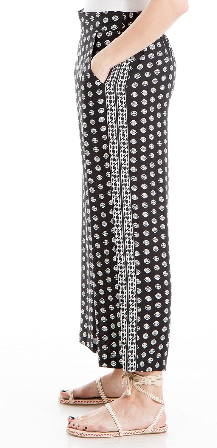 Max Studio Womens Crop Side Border Wide Leg Pant - Image 3