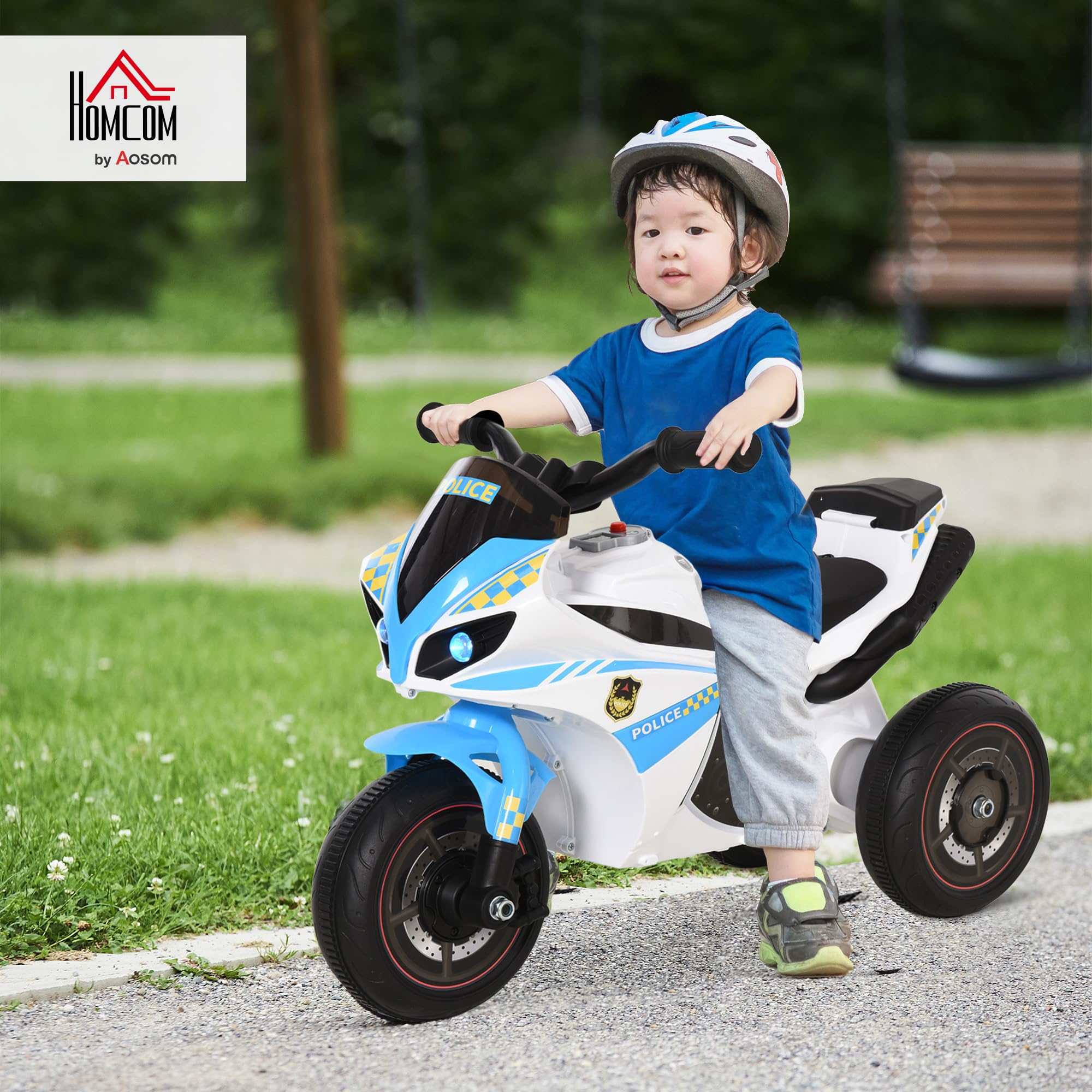 HOMCOM Rutschauto mit Musik und Scheinwerfer für 18-36 Monate Kinder Blau