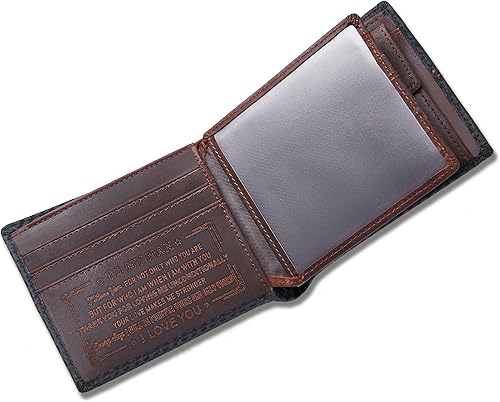 Cartera de cuero grabada personalizada para novio, marido, hijo, papá, carteras plegables personalizadas para hombre con mensaje de amor, Día de San
