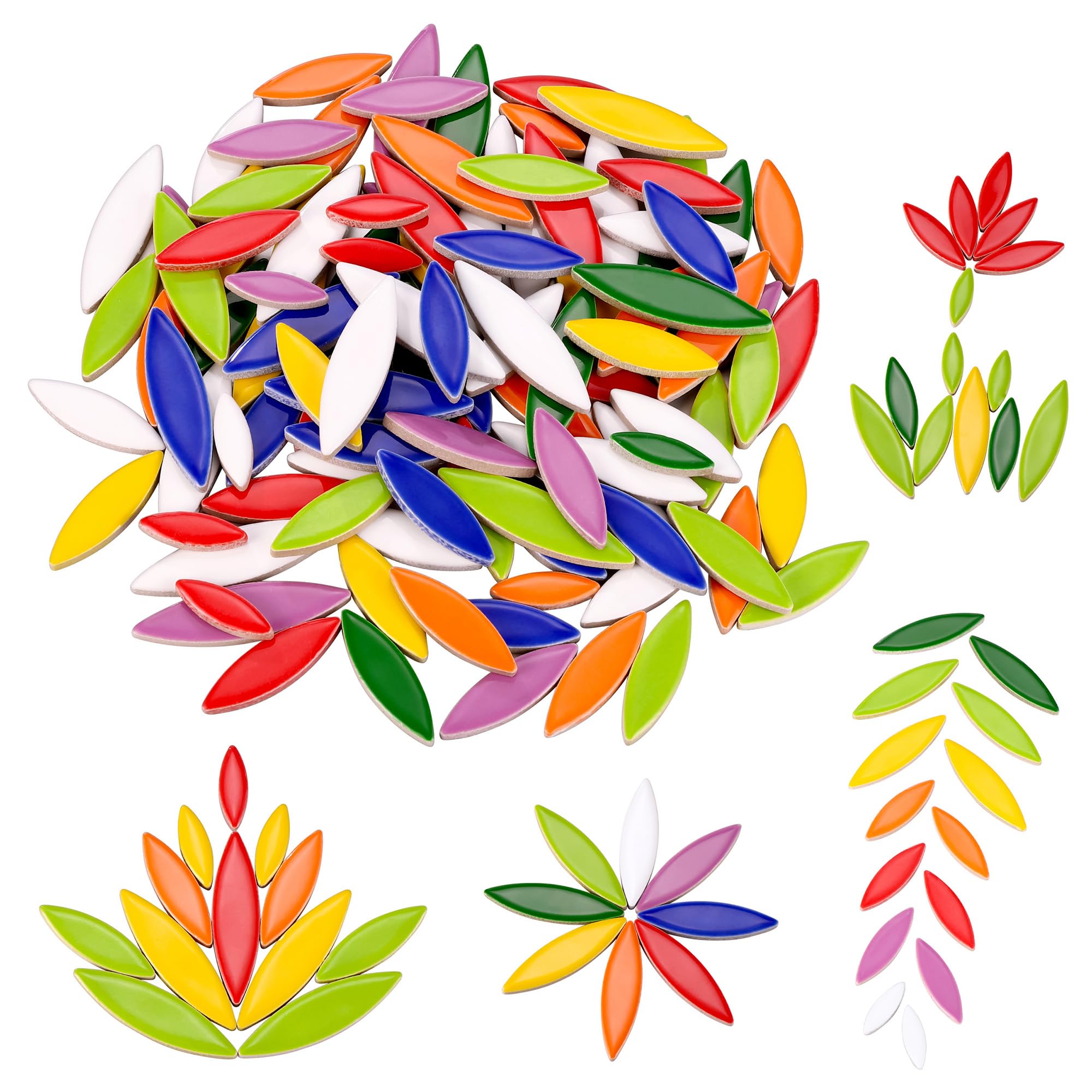 500g Random Leaf Ceramics Mosaic Tiles for DIY Crafts, Irregular Leaves Mosaic Pieces for DIY Mosaic Making Craft Hobby Arts Home Wall Decoration Mosaic Making Supplies (Mix Color)