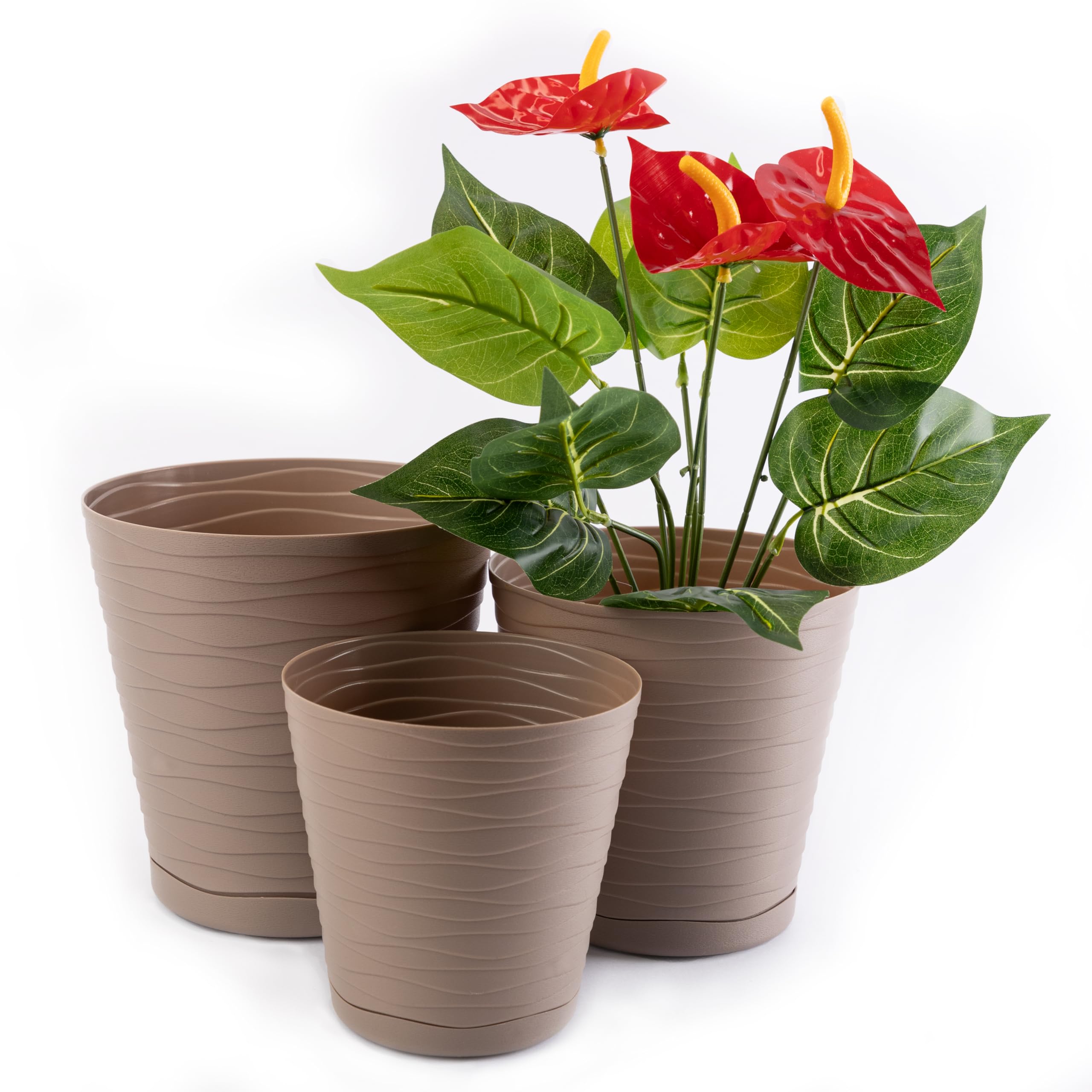 Home Garden Ornaments Tedi Flower Pot Beige Set with 3 Sizes 13/15/17 cm - Flower  Pots Indoor and Outdoor - Plastic Plant Pot and Integrated Saucer with  Drainage Holes (Beige) : Amazon.de: Garden