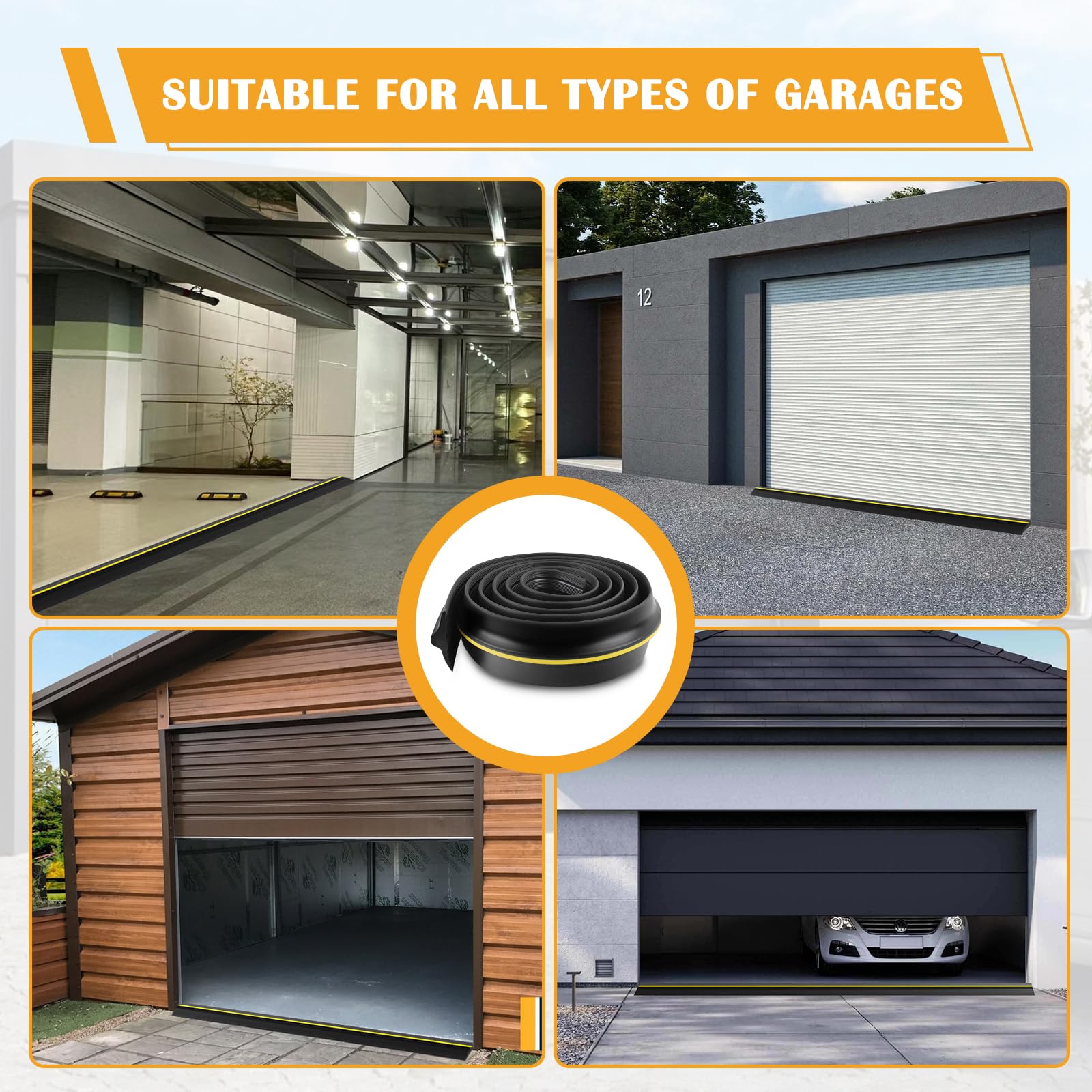 Seuil de Porte de Garage Universelle Bas de Joint Seuil Porte de Garage pour l'Étanchéité Isolante, Maintenant le Garage Propre et Sec