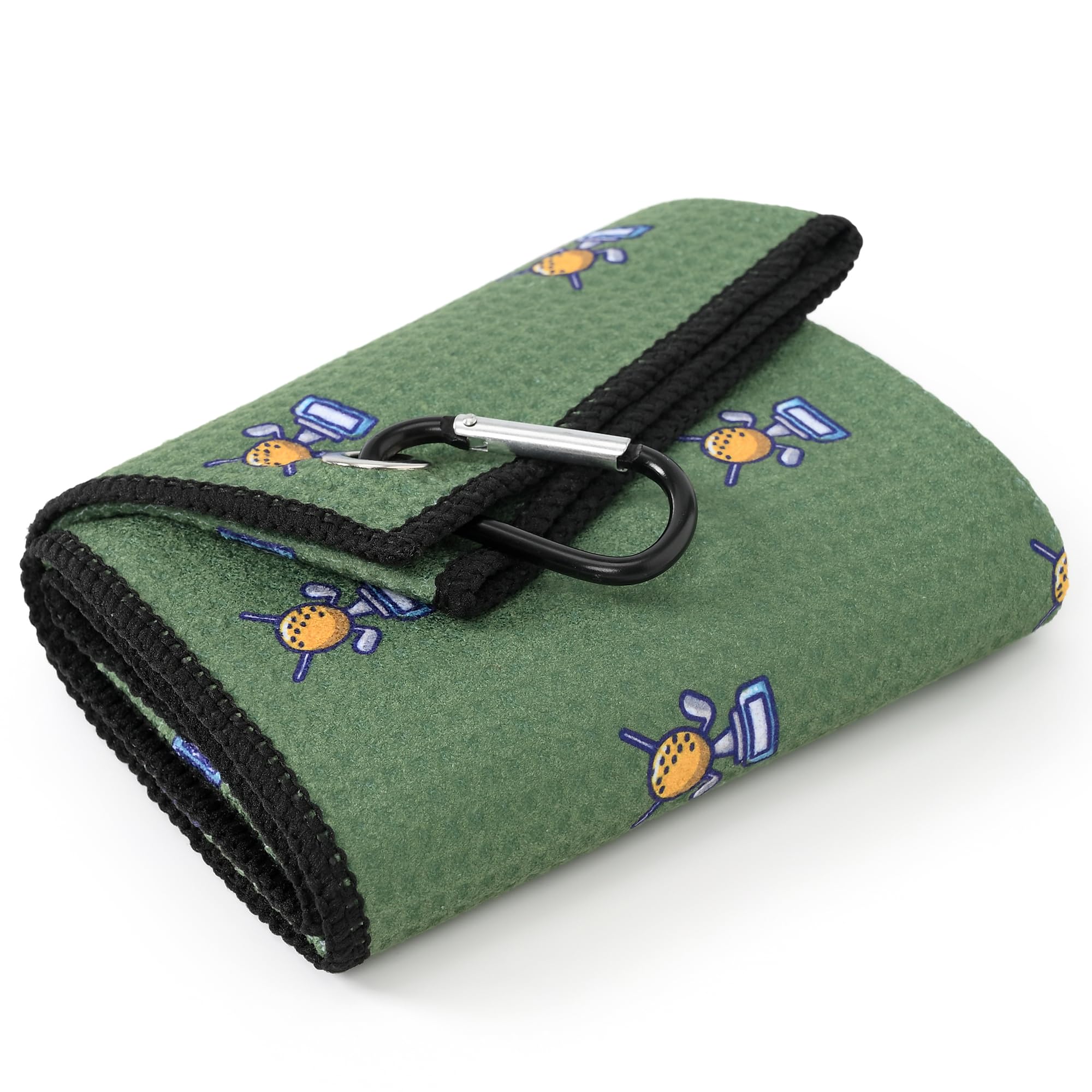 Mile High Life Green Golf Towel, Fun Golf Prints | Premium Microfiber Waffle Fabric | with Heavy Duty Carabiner Clip | Golf Bag Accessories for Men and Women, Golf Gift (Printed-Golf Ball)
