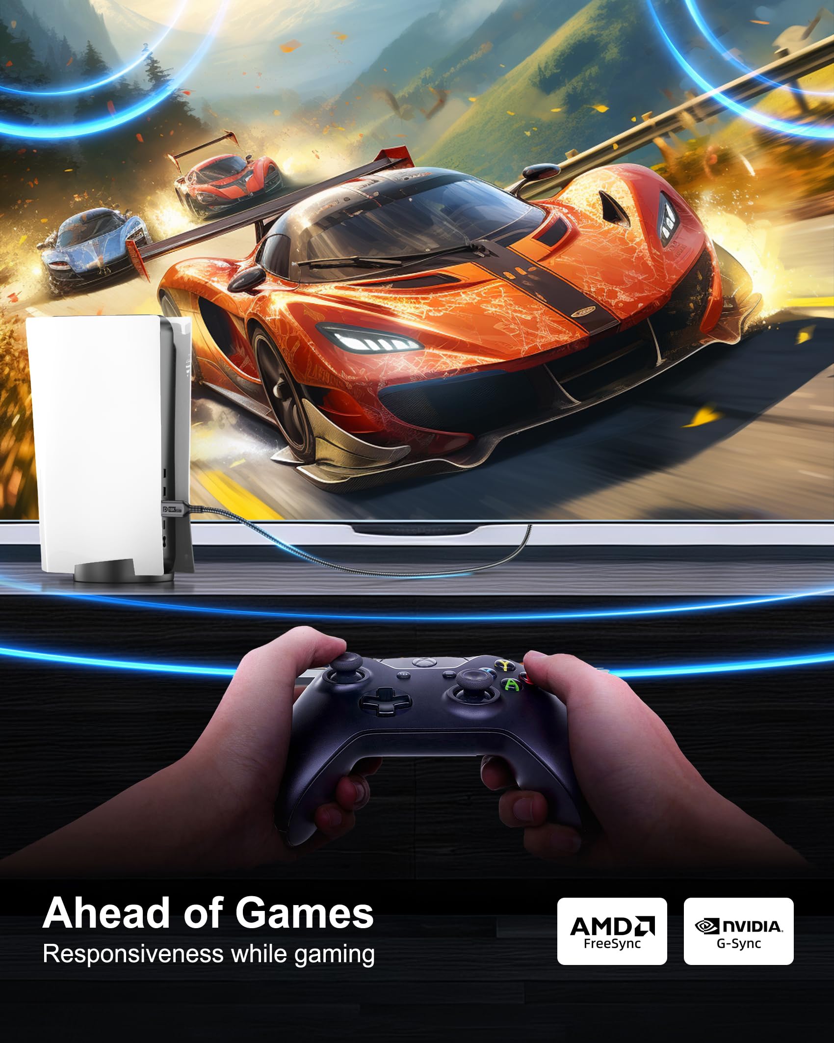 Kabel 16K DisplayPort 3 m - DP 2.1 kabel do gier, HDR, dynamicznego HDR10+, 16K przy 60 Hz, 8K przy 120 Hz, 4K przy 240 Hz, kompatybilny z monitorem gier, laptopem, kartą graficzną, HDTV