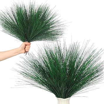 Norme 12 Pcs Large Artificial Green Pine Needles Branches 17.7" Christmas Window Box Decoration Picks Pine Branches for DIY Christmas Garland Wreath Flower Arrangements Outdoor Garden Decoration