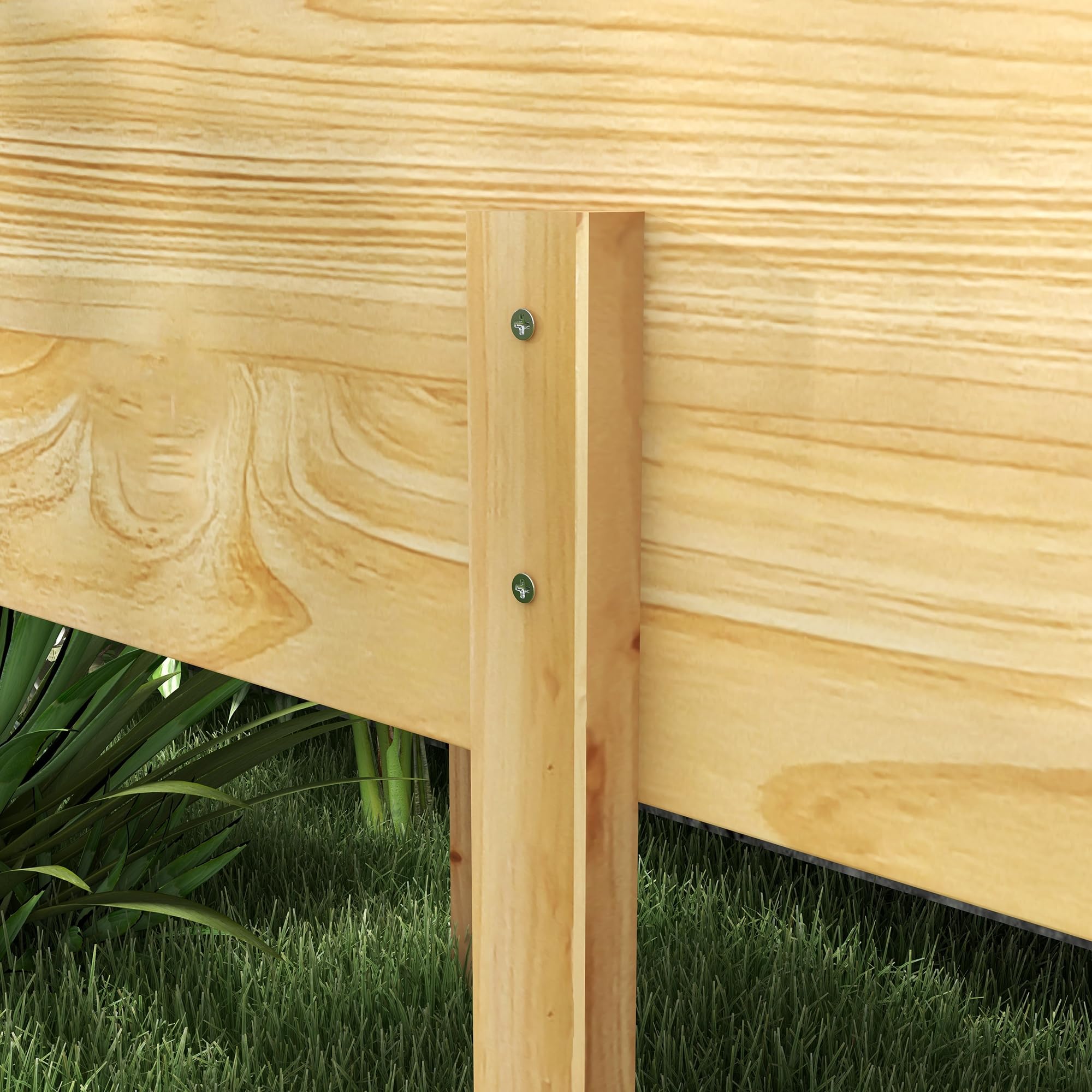 Outsunny Jardinière sur Pieds Inserts d'Irrigation 225x55x80cm Bois Naturel | Carré Potager de Jardin, Feutre de Drainage, Potager Surélevé en Bois, pour Fleurs, Herbes, Légumes