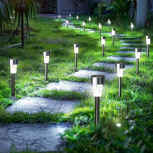 Miniatura 2 de GIGALUMI 24 Pack Solar Path Lights Outdoor,Solar Lights Outdoor Waterproof,Stainless Steel LED Landscape Lighting,Solar Garden Lights for
