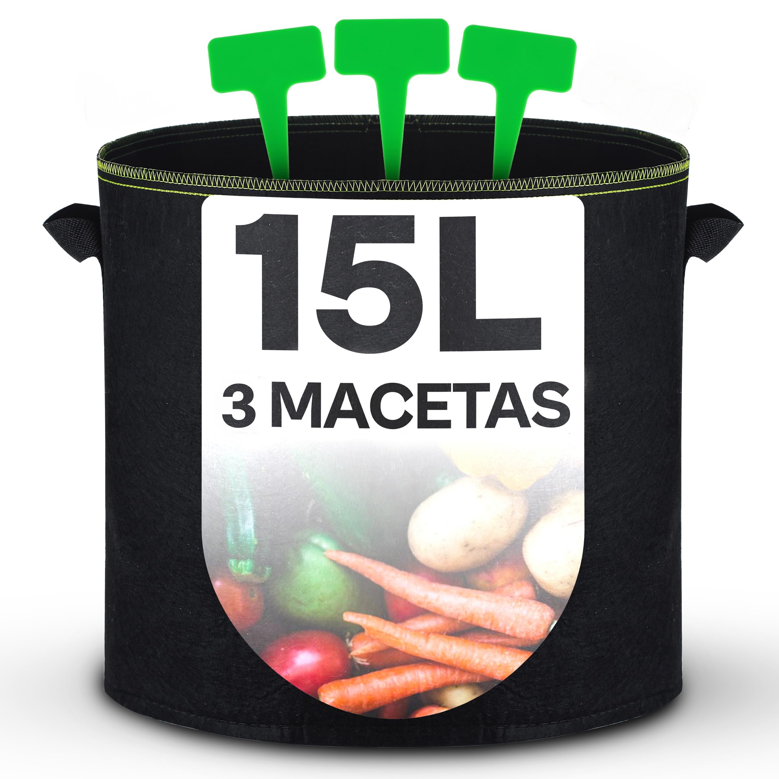 Praknu 5 Bolsas de Cultivo para Plantas 30L - Bolsas para Plantar de Tela no Tejida con Etiquetas y Asas - Maceta Geotextil para Plantas, Verduras y Hortalizas — view 8