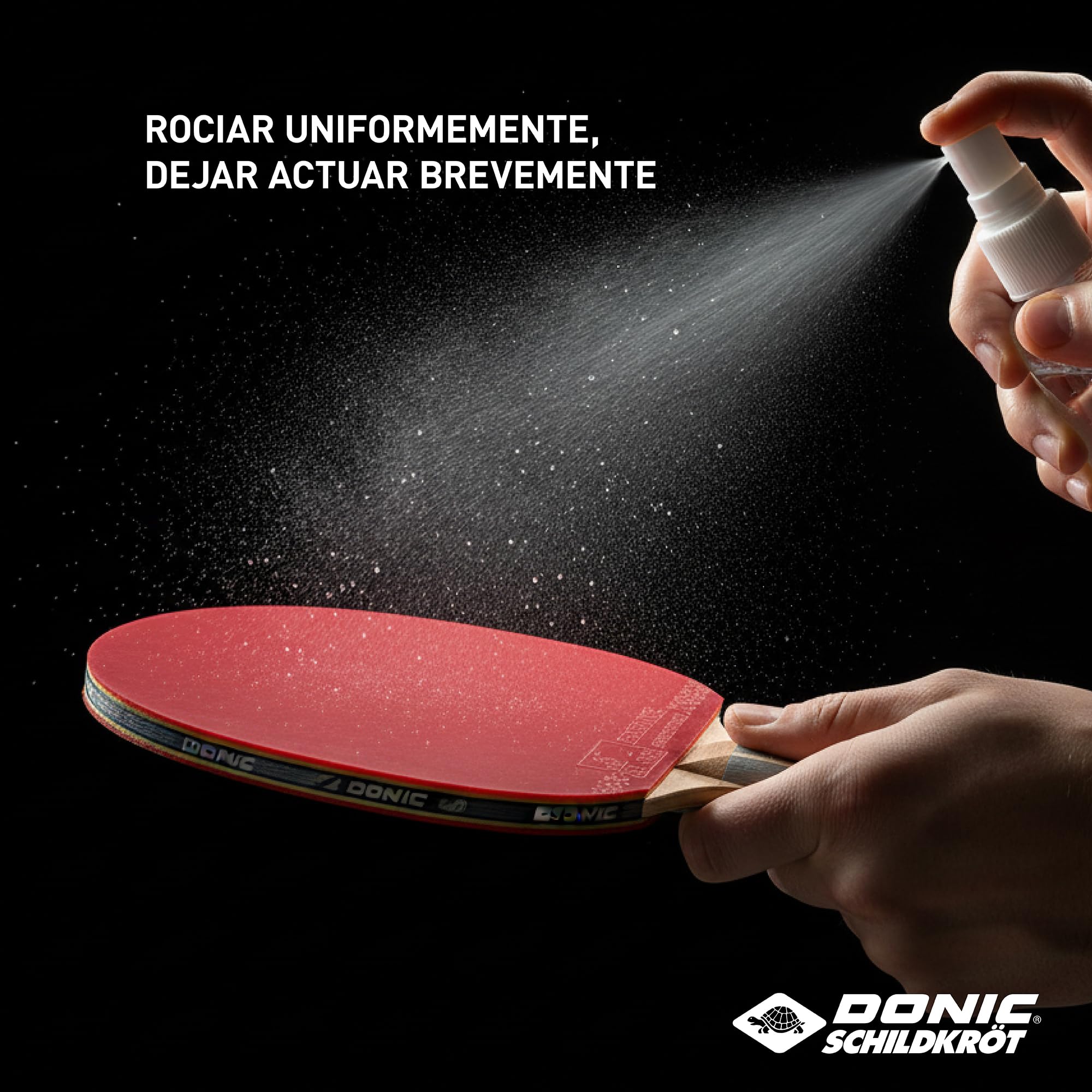 Donic-Schildkröt Espuma Limpiadora para Raquetas de Tenis de Mesa, 100 ml en una Bomba Pulverizadora, para Renovación de las Almohadillas de las Raquetas