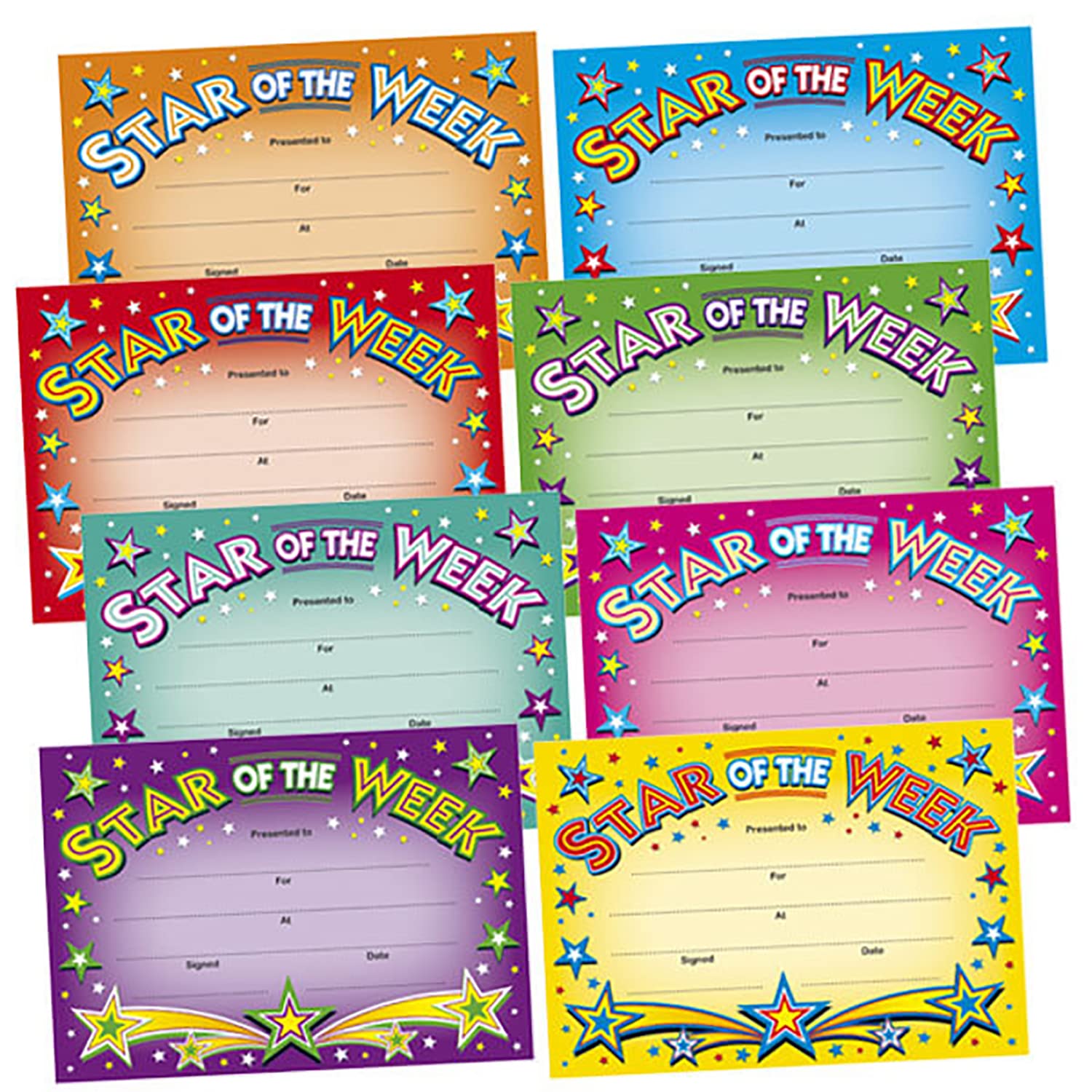 48 Star Of The Week Award Motivational Childrens Pupils School Praise Reward Certificates Megamix A5 Brainwaves Primary Teaching Services