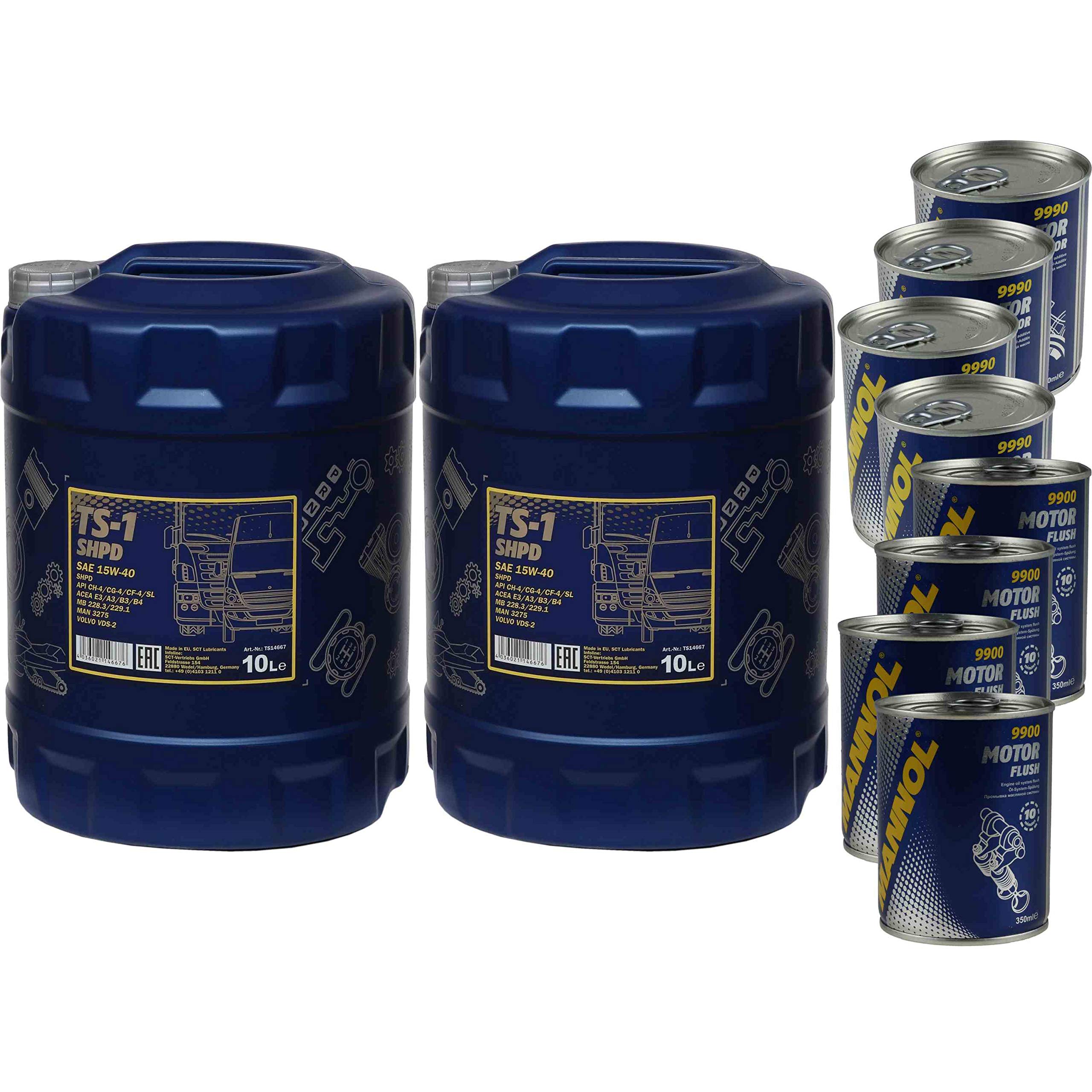 Huile moteur MANNOL TS-1 SHPD 15W-40 4 x moteur Doctor + flux moteur 20 l