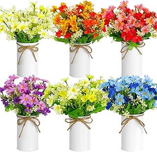 6 Sets Summer Daisy Table Centerpieces Colorful Artificial Wildflower wi...