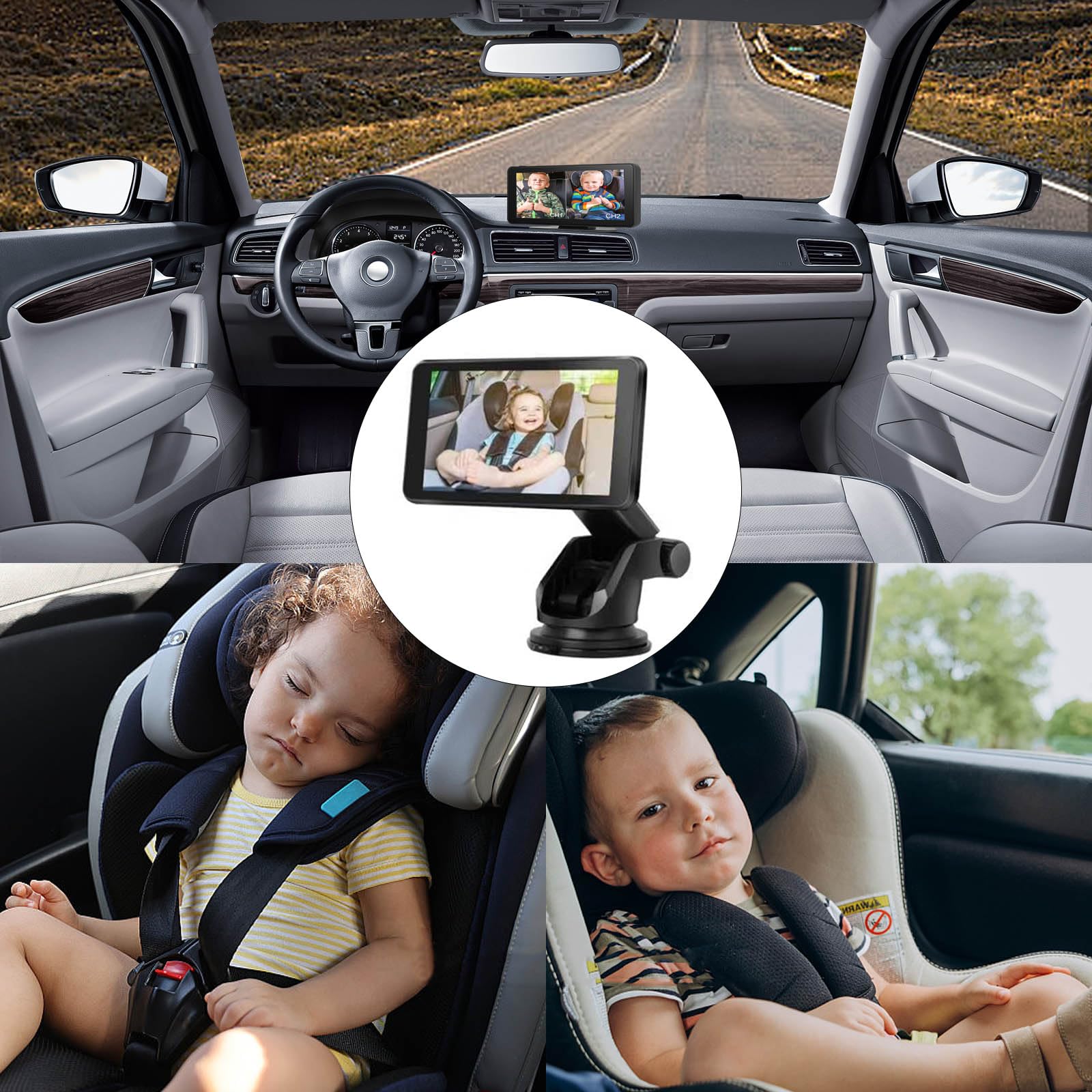 Moniteur pour bébé avec écran 7" Visibilité nocturne pour enfants Familles Installation facile Aucun outil nécessaire Plug and Play Moniteur bébé