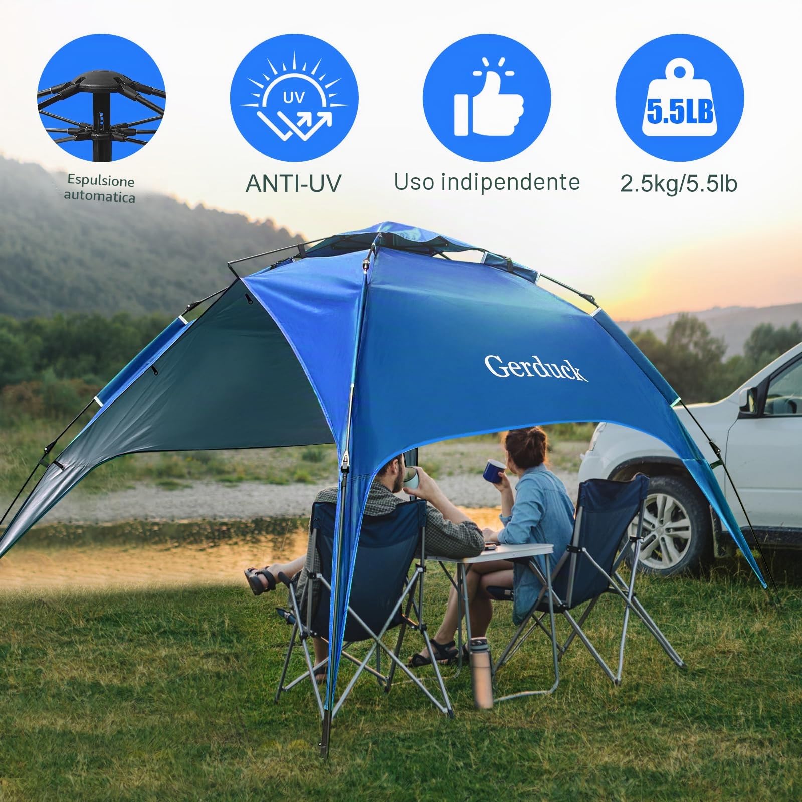 3 in1 Tenda da Campeggio 2/4/6 Posti,Tenda Pop UpTenda 3 Persone Famiglia Tenda a Cupola Impermeabile Antivento,Set up facile in 60 secondi
