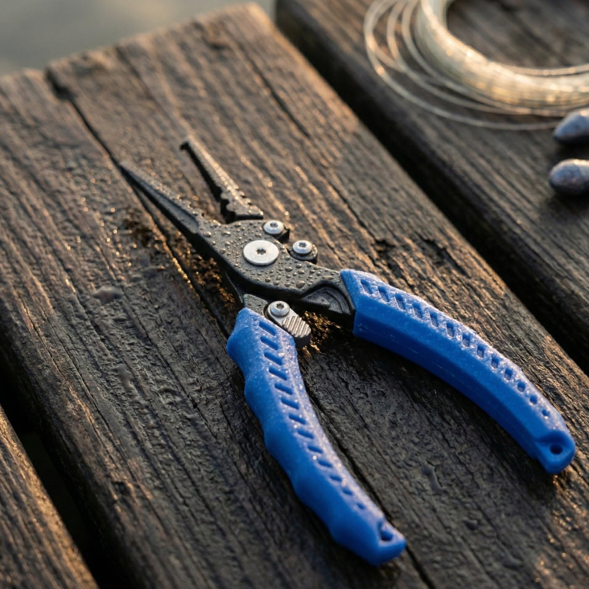 Reaction Tackle Pince de pêche en acier inoxydable de 17,8 cm et 22,9 cm – Pince à anneau fendu ou à bec droit avec coupe-tresse, extracteur de crochet et pince à sertir – Pince de pêche en eau salée