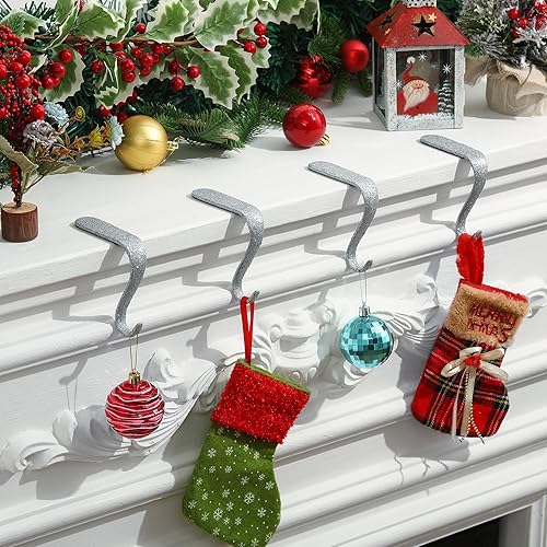 Miniatura 7 de Boao - Juego de soportes de metal para medias navideñas, para chimenea, guirnaldas