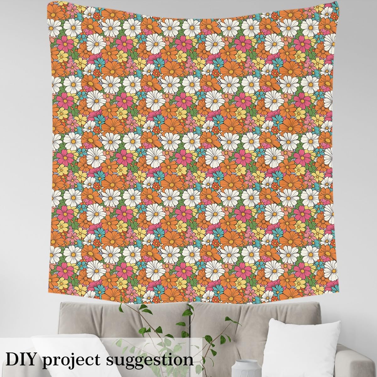 Amazon.com: Boho Floral Fabric By The Yard Retro Groovy Flowers