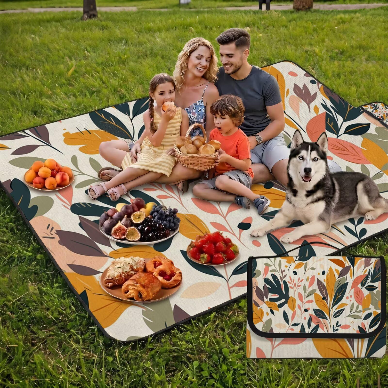 Coperta de Picnic 150x200 cm, Colore cremoso Manta Picnic Impermeable Anti-Sabbia Manta de Playa Pieghevole, Outdoor Picnic Blanket per Spiaggia, Camping, Giardino, Trekking - a base vegetale FZ-22